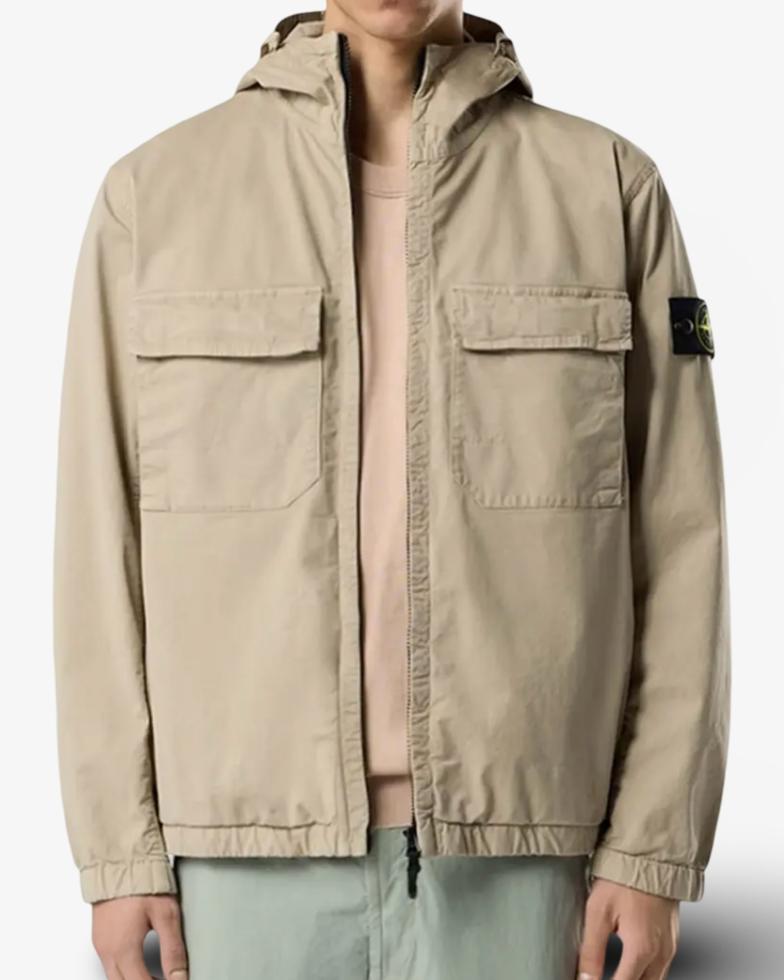 STONE ISLAND ZIP THROUGH RAIN JACKET - BEIGE