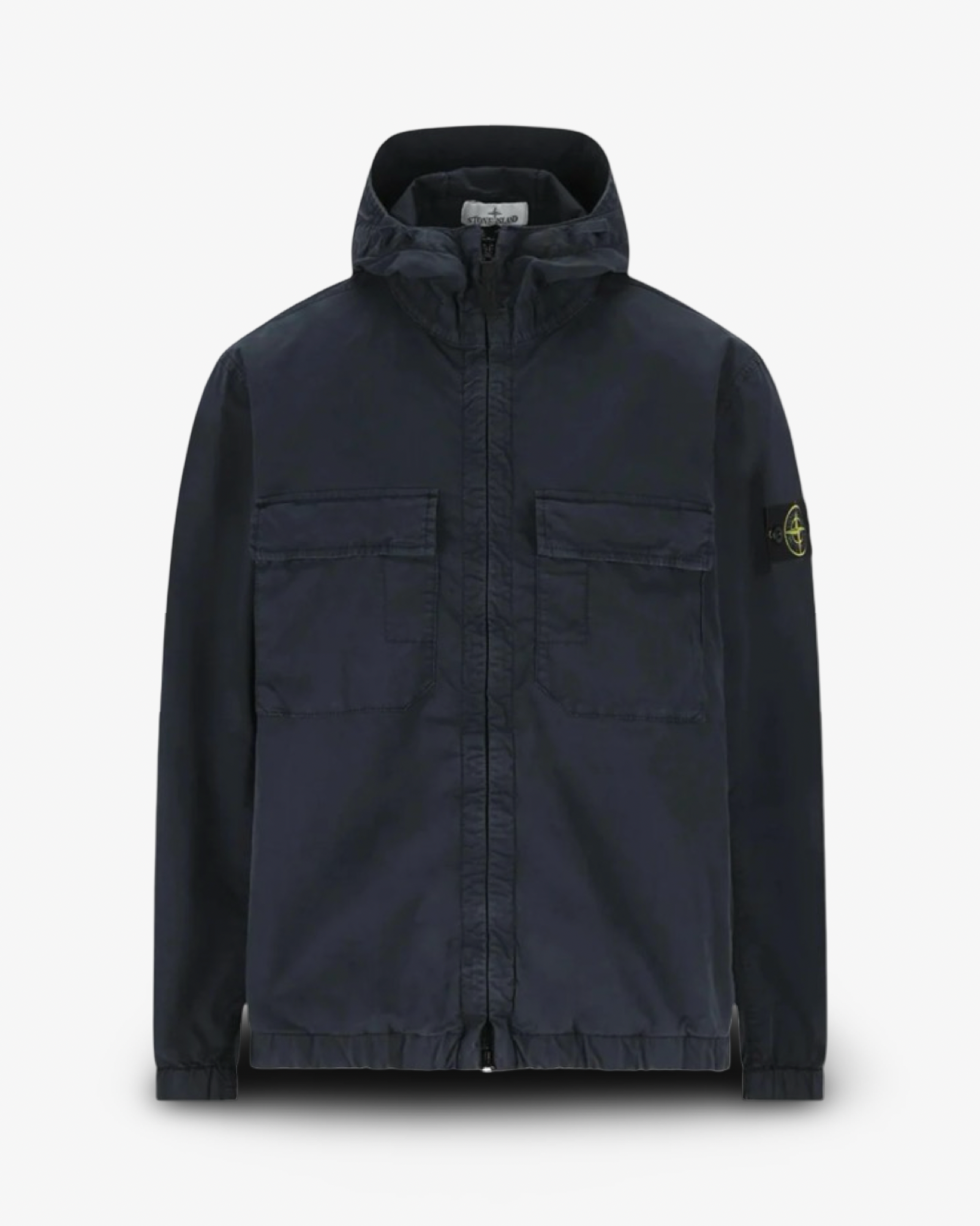 STONE ISLAND TWILL HOODED ZIP THROUGH JACKET - NAVY