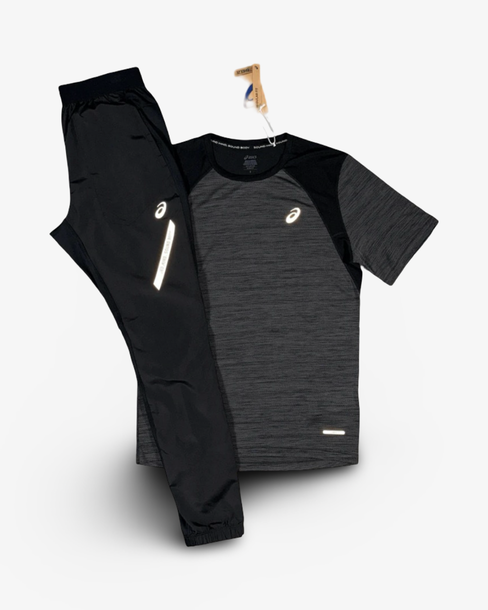 ASICS ROAD T-SHIRT LITE PANTS SET 'BLACK/GREY'