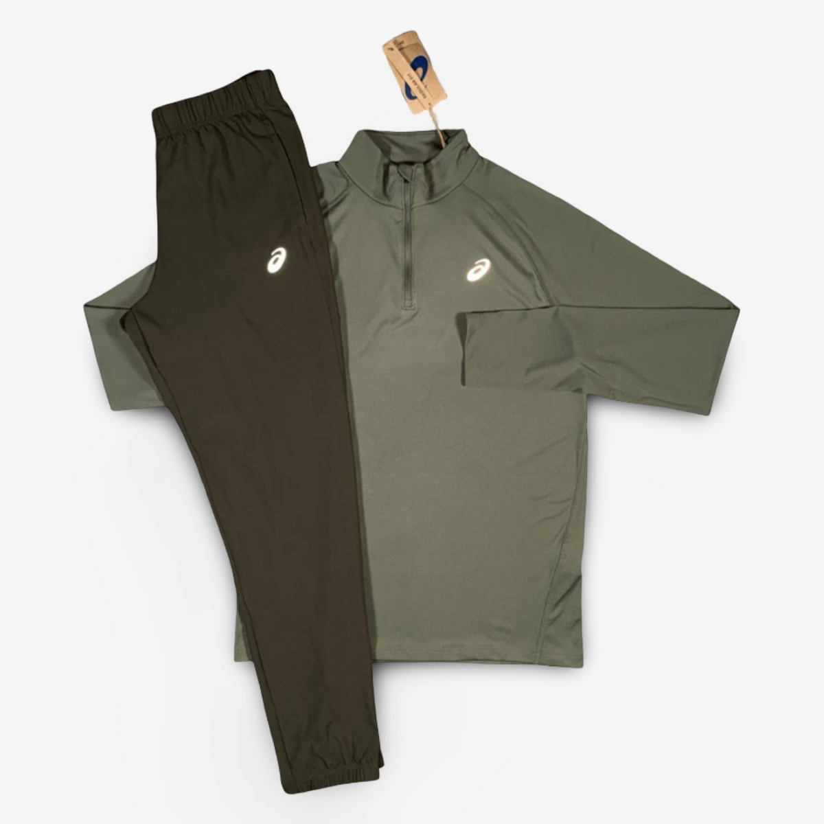 ASICS Core 1/4 Zip Pants Set 'Khaki/Brownstone' | Precasuals