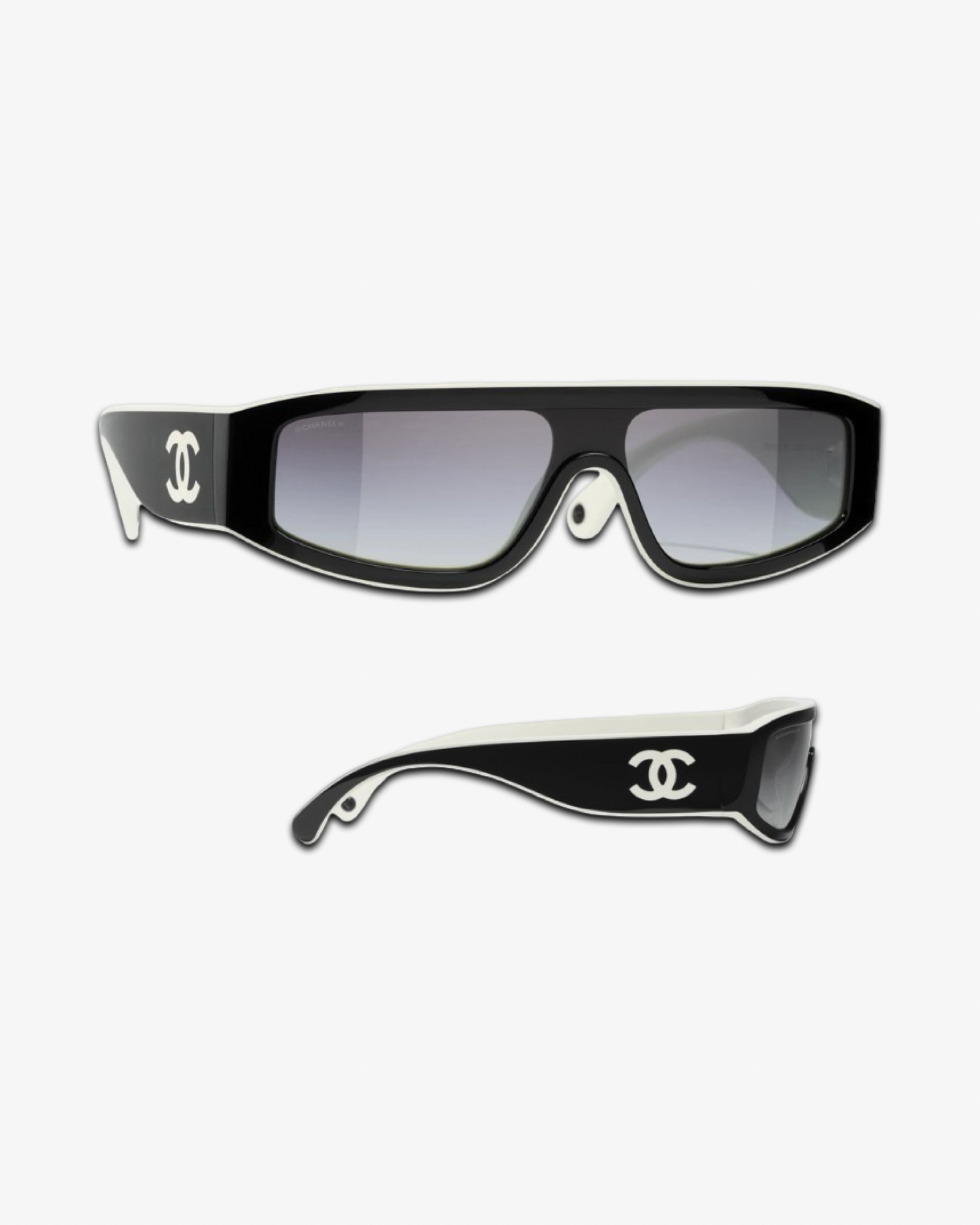 CHANEL SHEILD BLACK & WHITE SUNGLASSES