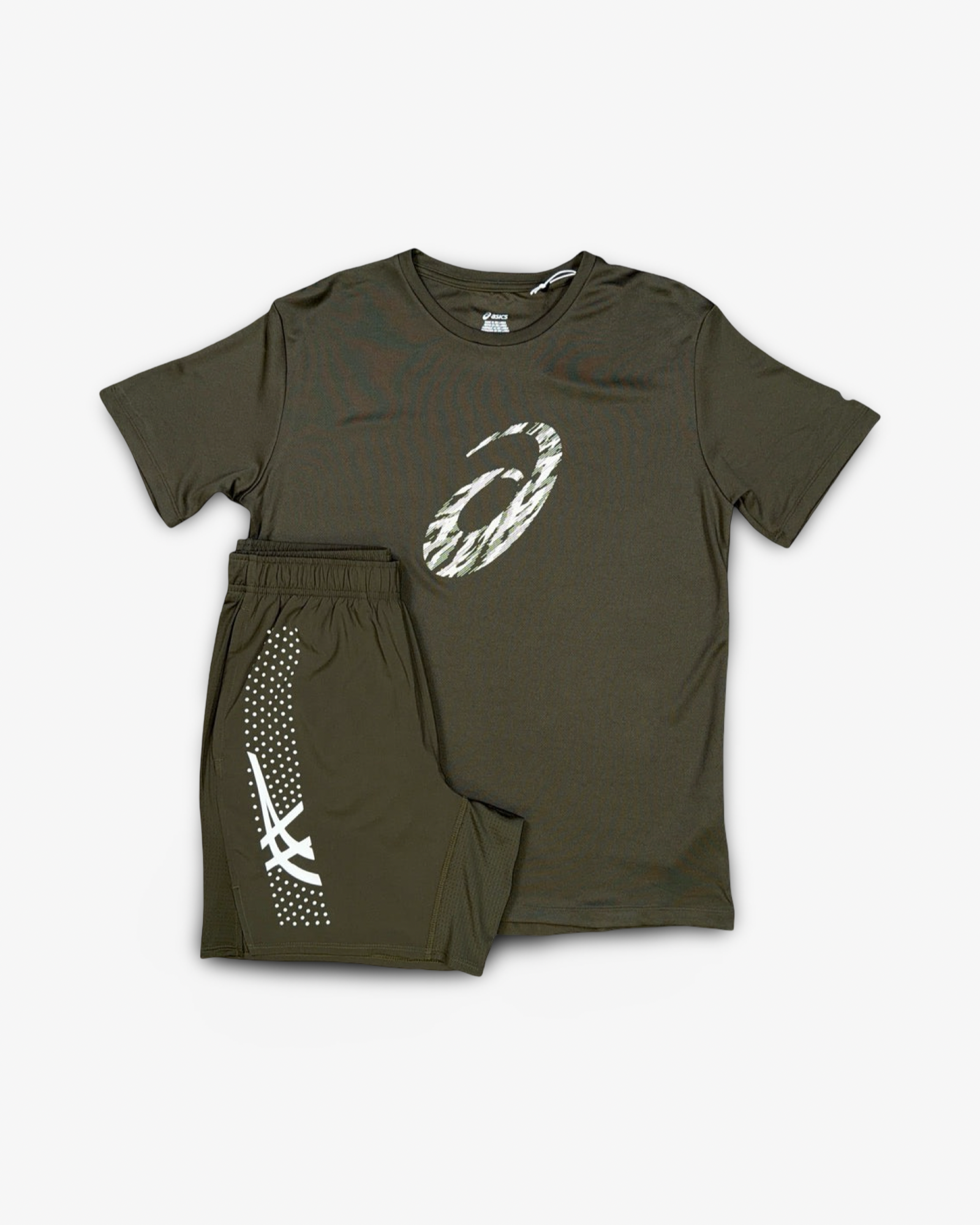 ASICS GPX/ICON T-SHIRT/SHORTS SET BROWNSTONE/WHITE