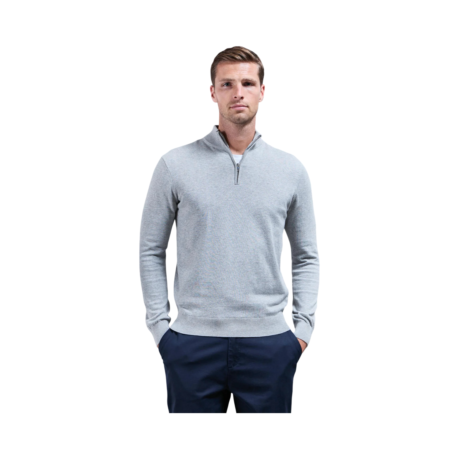 ARNE HALF ZIP JUMPER MARL GREY