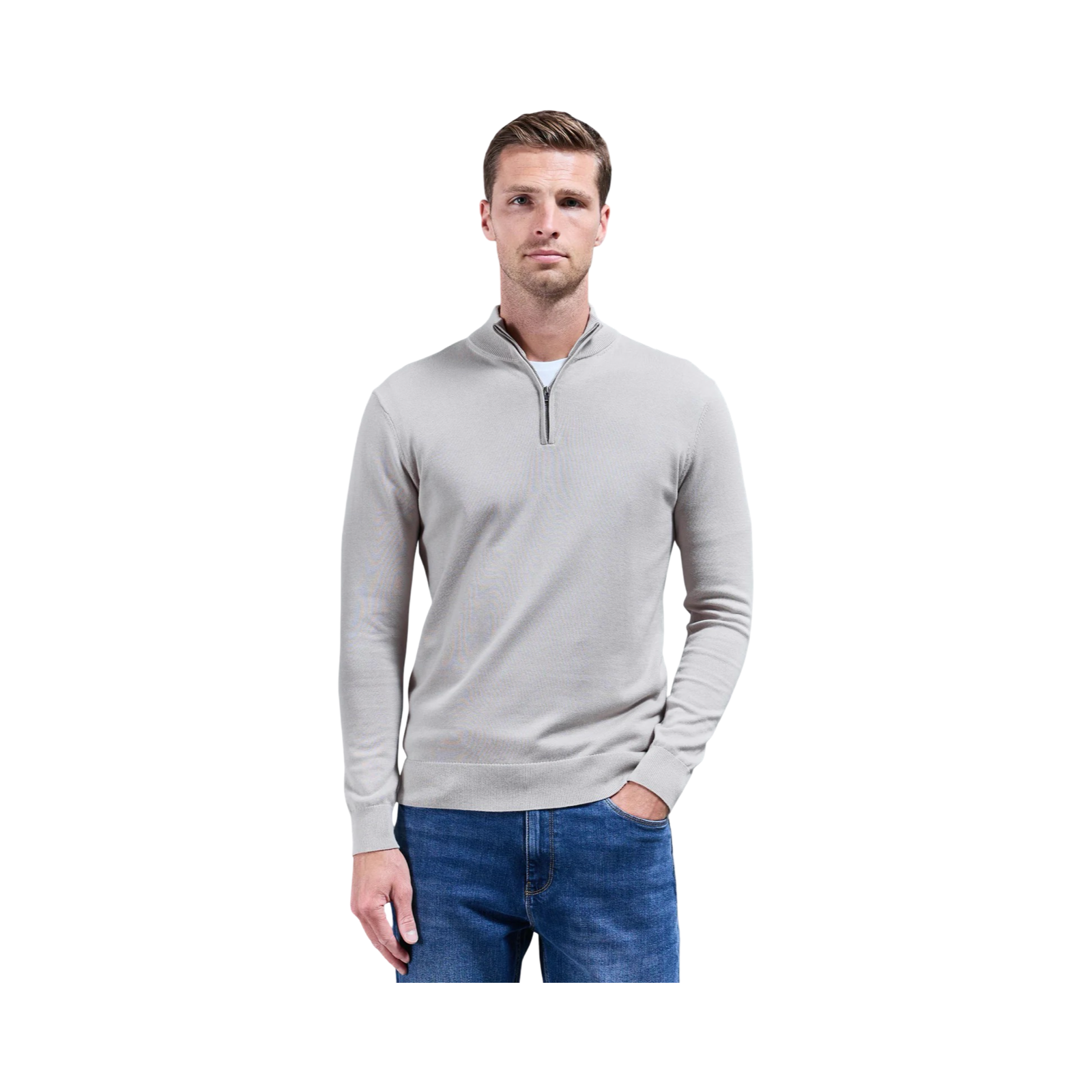ARNE HALF ZIP JUMPER STONE