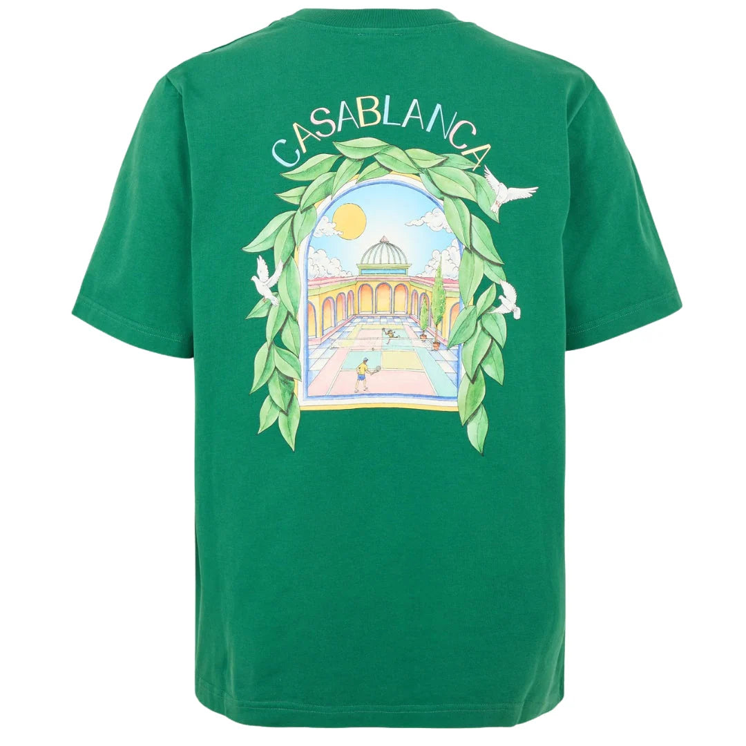 CASABLANCA PRINTED T-SHIRT L'ARCH DE TENNIS GREEN T-SHIRT