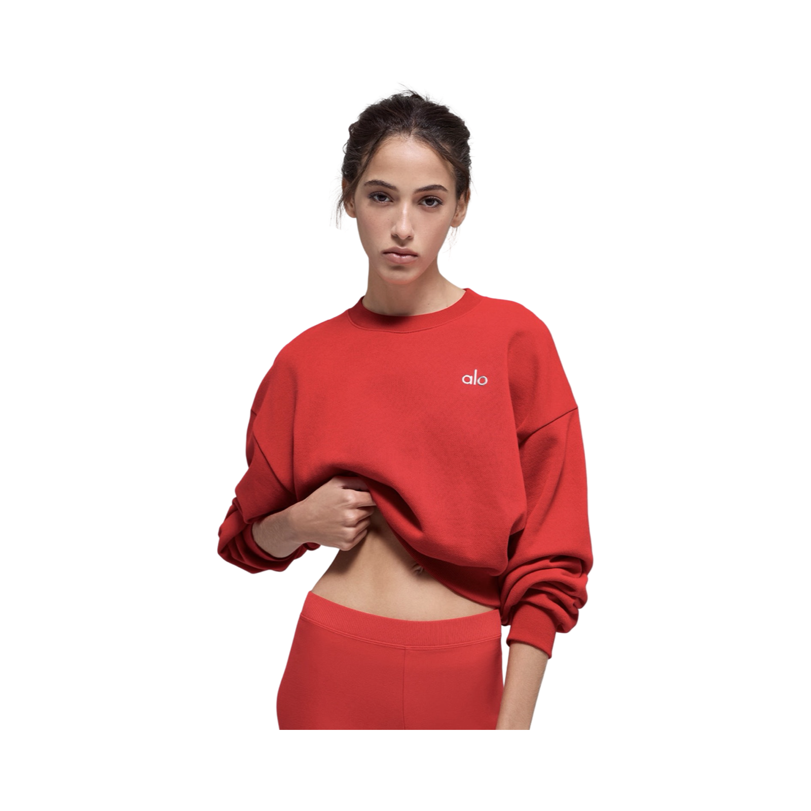 ALO ACCOLADE CROPPED CREWNECK BRIGHT RED