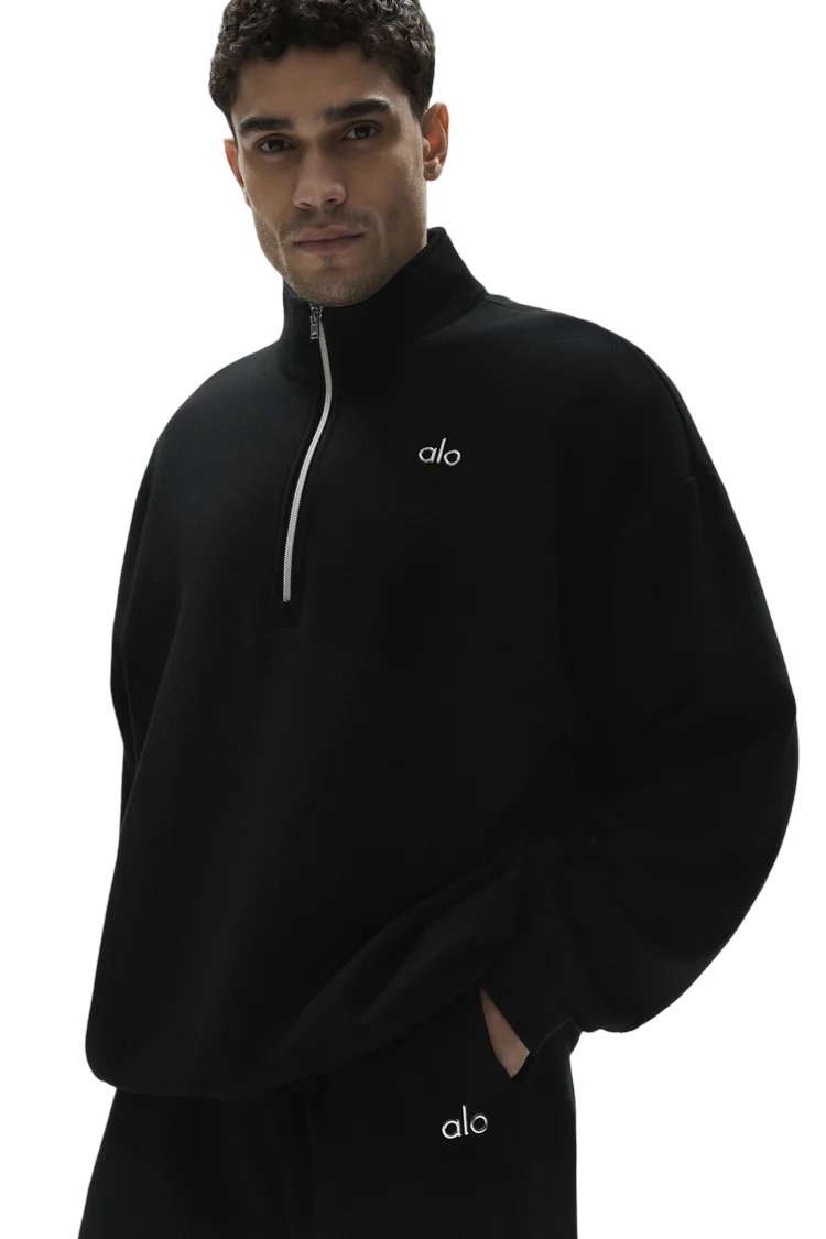 ALO ACCOLADE 1/4 ZIP JUMPER IN BLACK