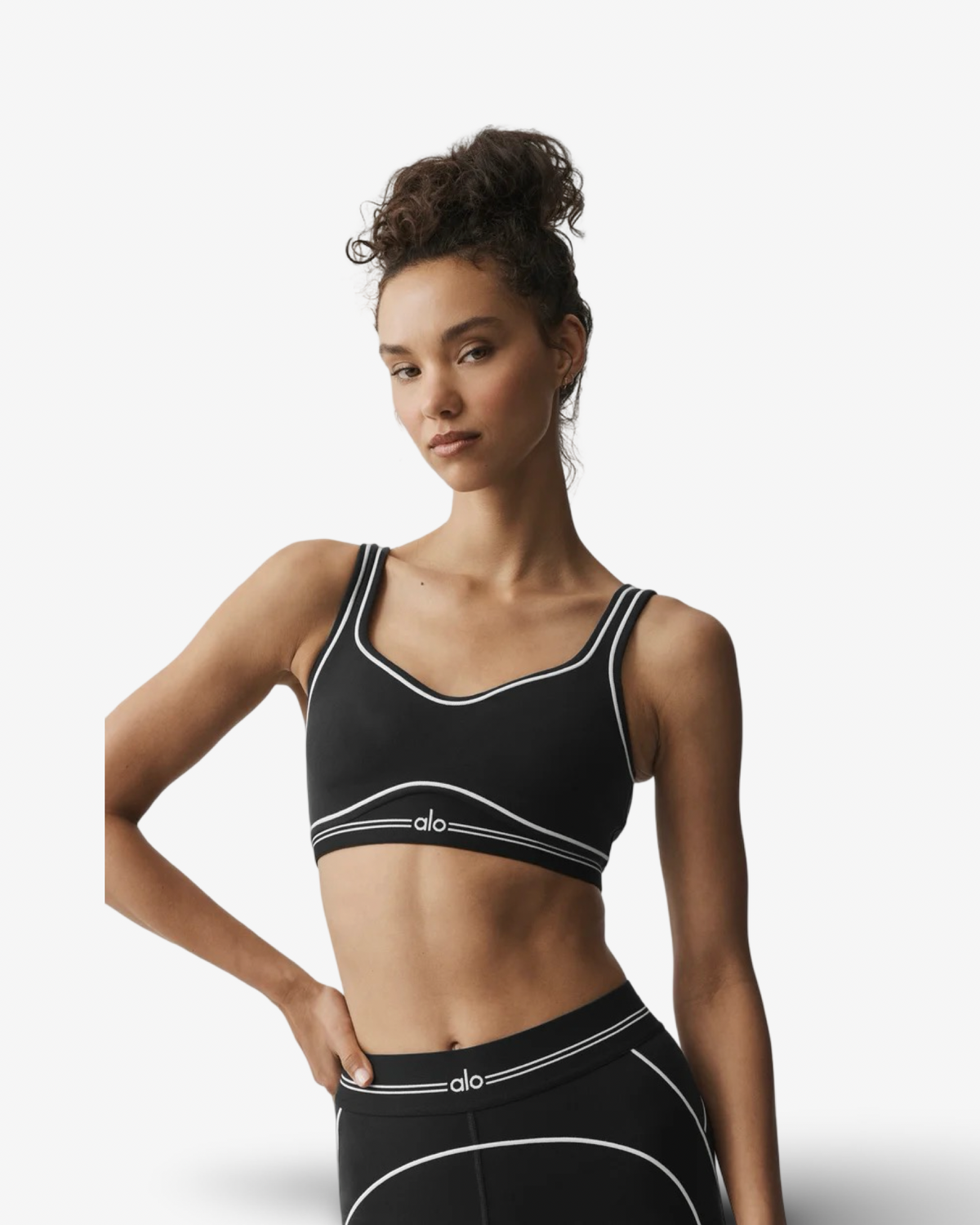 ALO AIRBRUSH HEART THROB BRA IN BLACK BRA