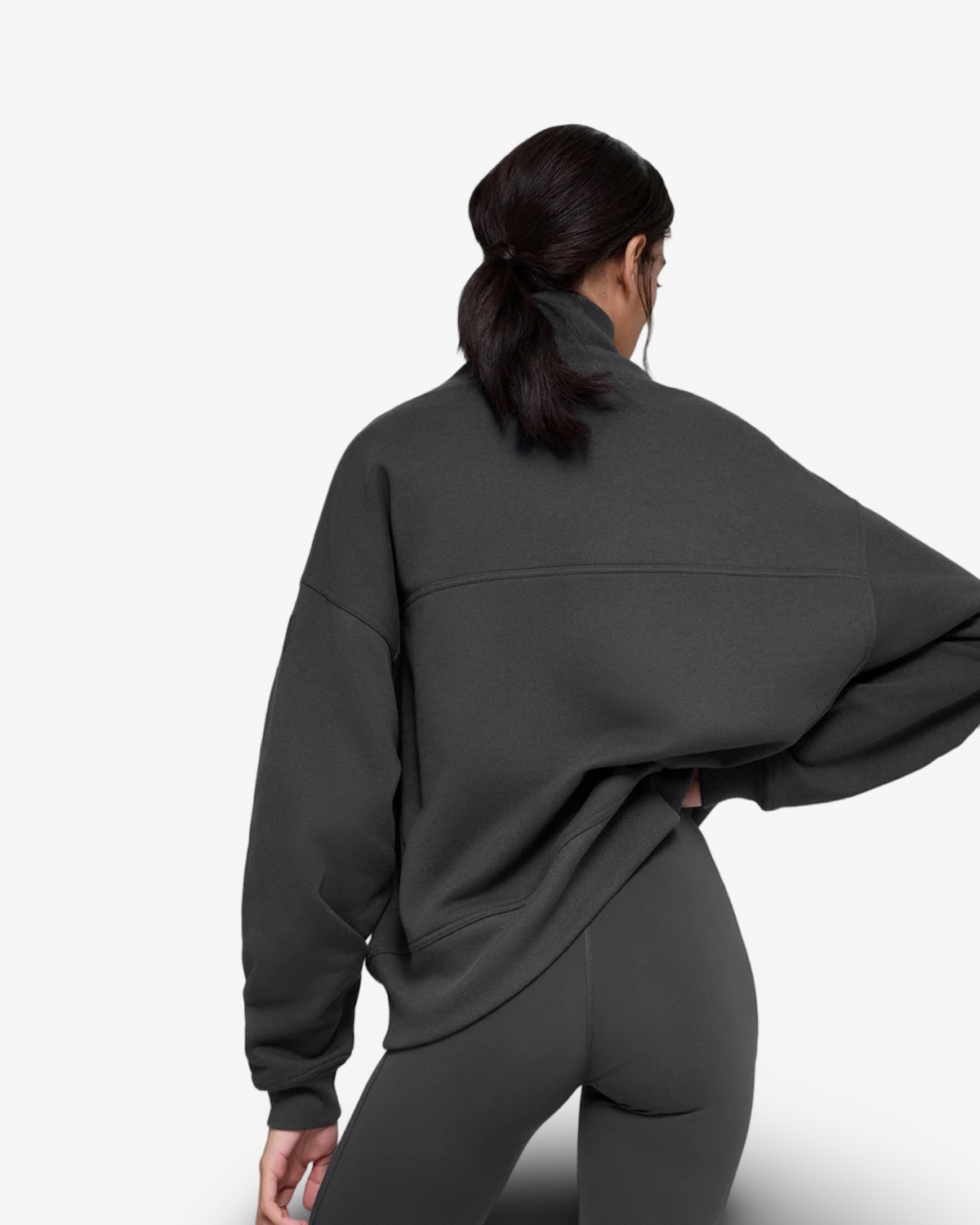 ALO HAZY MOCK NECK PULLOVER IN ANTHRACITE
