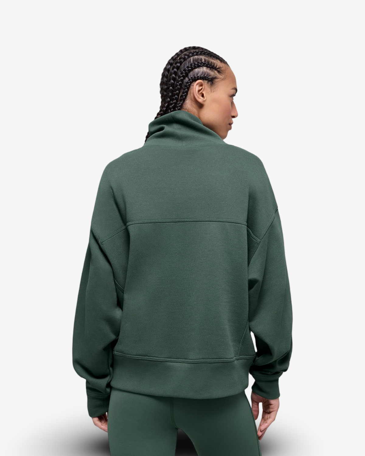ALO HAZY MOCK NECK PULLOVER IN CLOVER GREEN