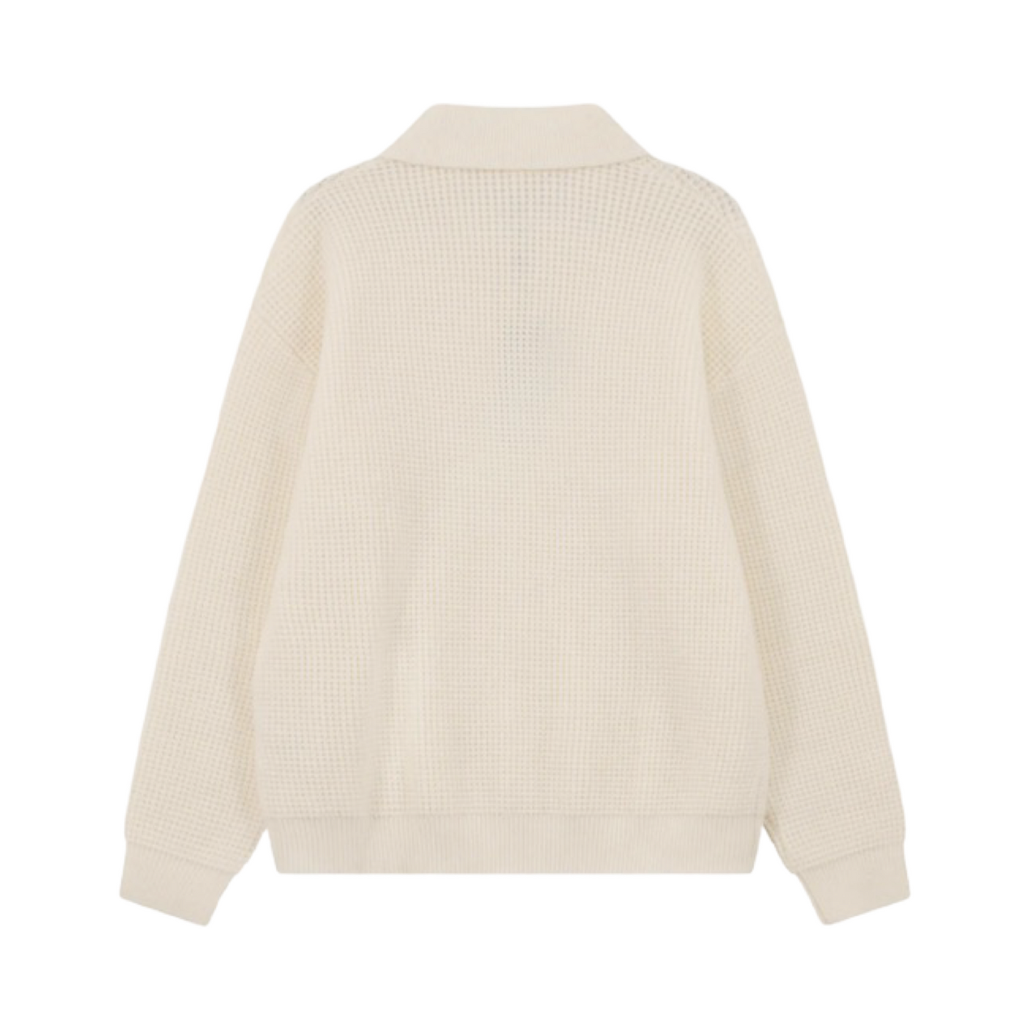 THE COUTURE CLUB WAFFLE KNIT LONG SLEEVE POLO WHITE