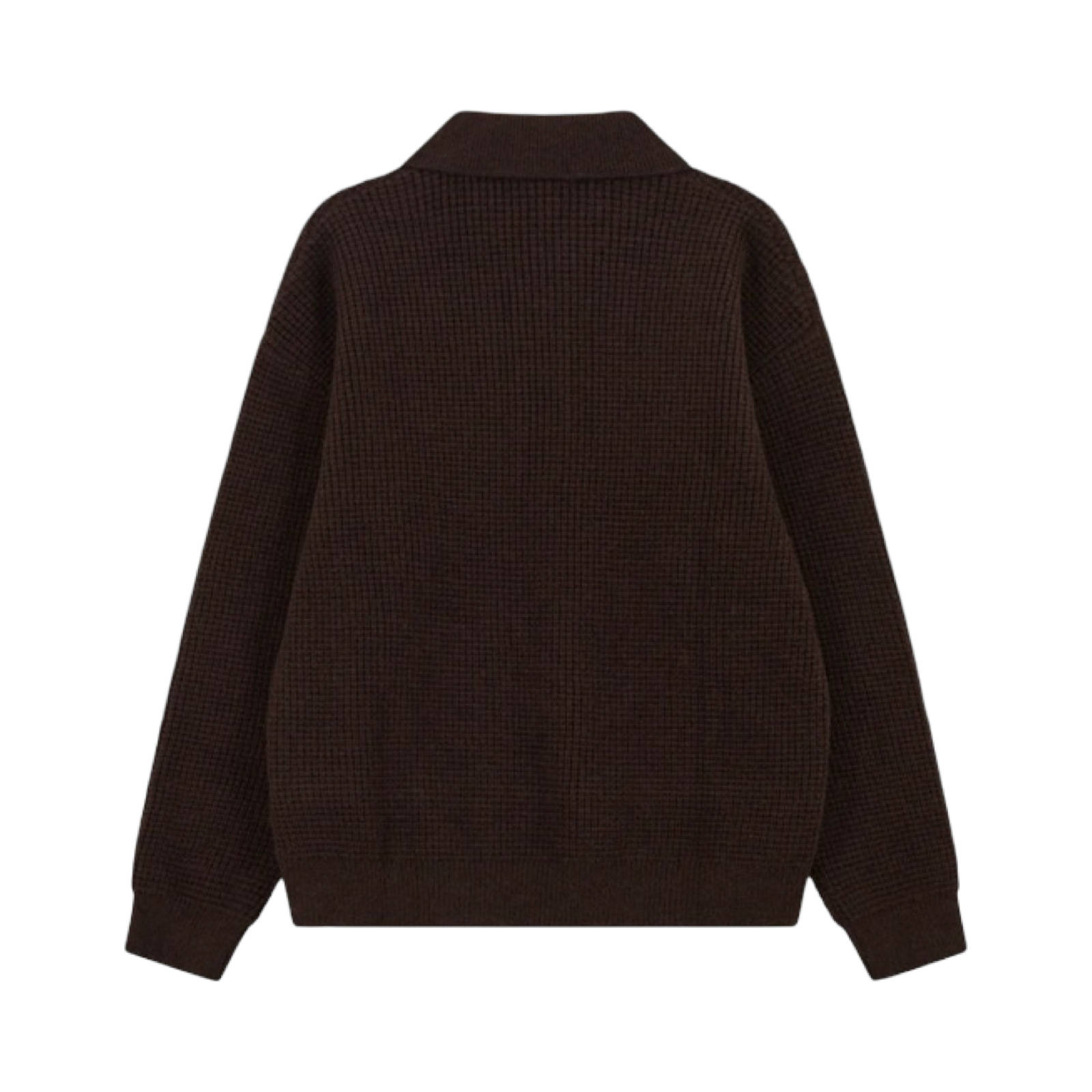 THE COUTURE CLUB WAFFLE KNIT LONG SLEEVE POLO BROWN