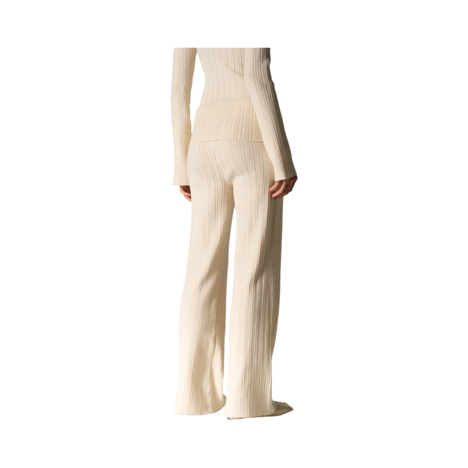 THE COUTURE CLUB RIBBED KNITTED TROUSERS OFF WHITE