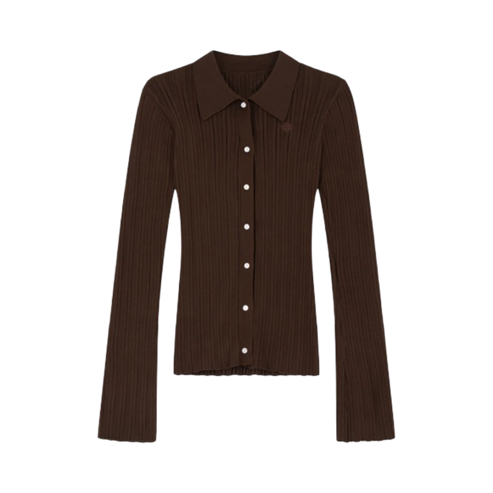 THE COUTURE CLUB RIBBED KNITTED LONG SLEEVE TOP CHOCOLATE