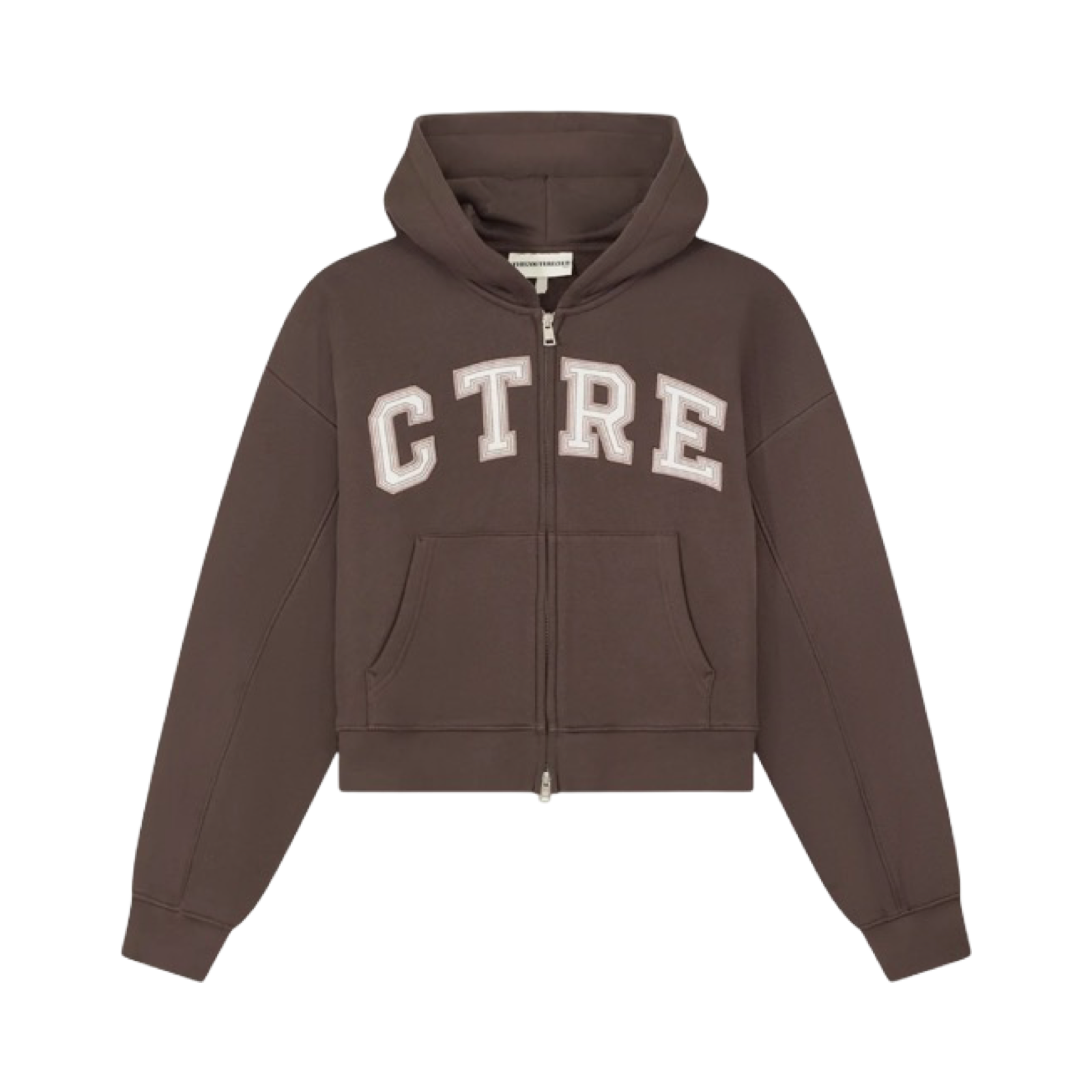THE COUTURE CLUB CTRE APPLIQUE ZIP THROUGH HOODIE BROWN