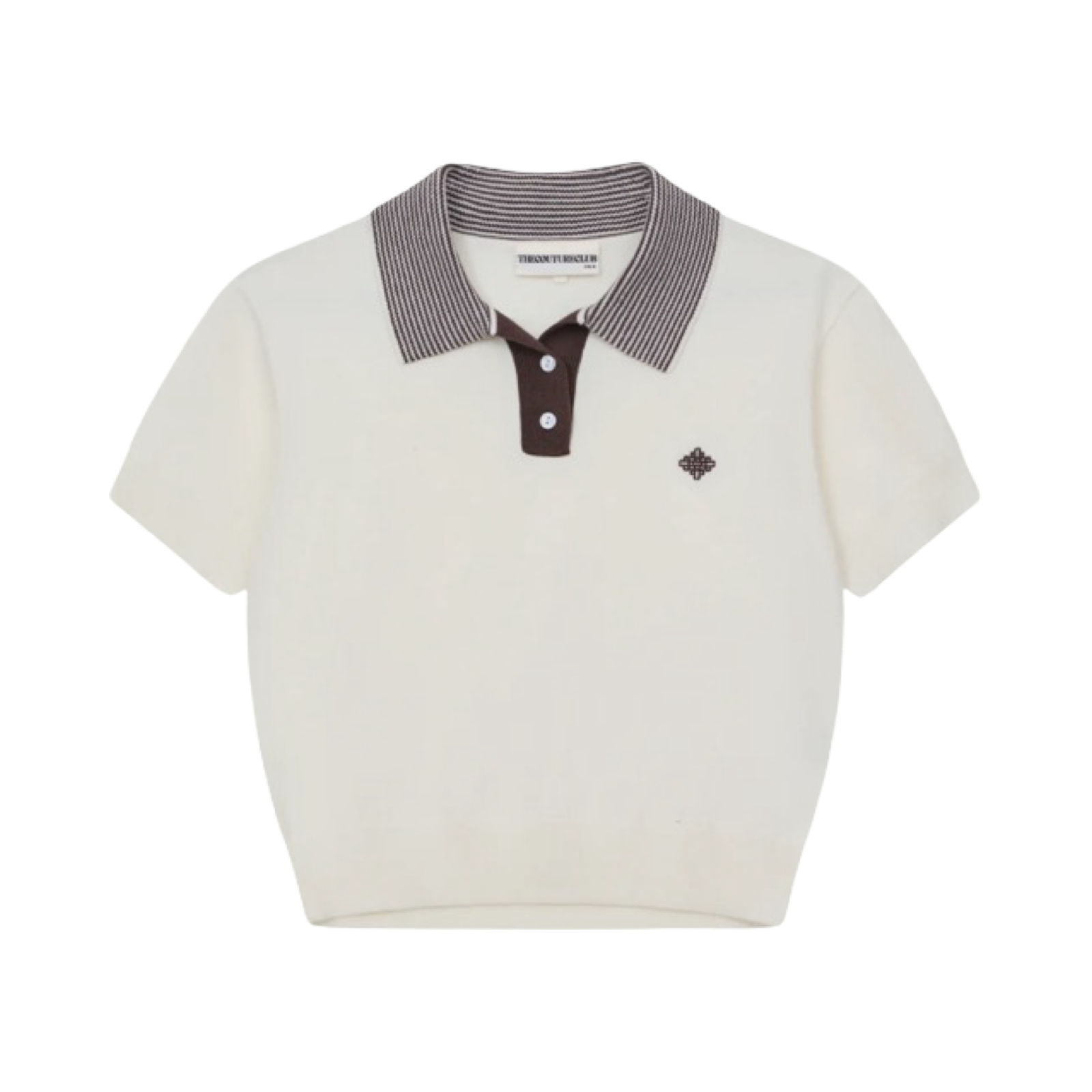 THE COUTURE CLUB LONG SLEEVE KNITTED COLLAR POLO TOP CREAM