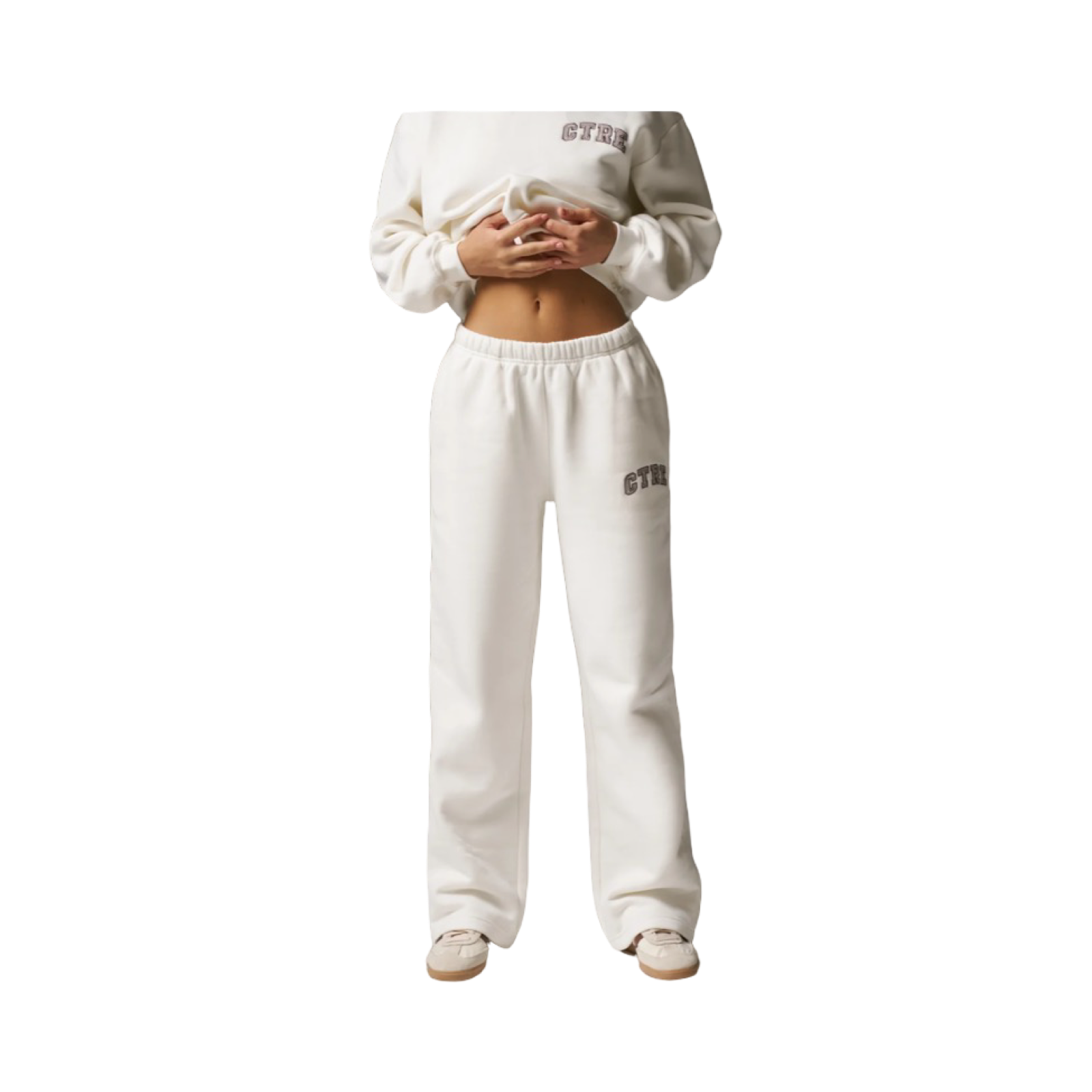 THE COUTURE CLUB CTRE STRAIGHT LEG JOGGERS OFF WHITE