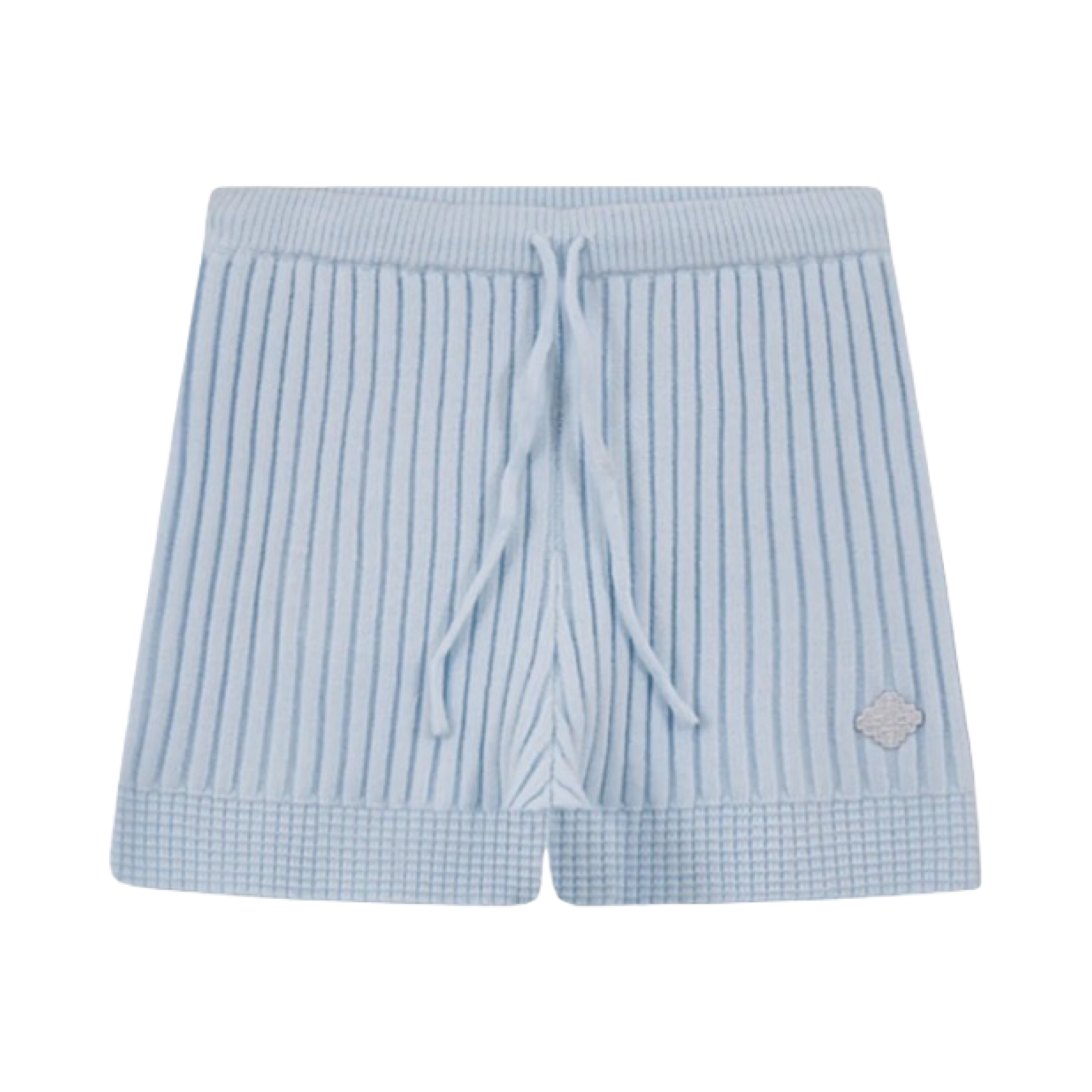 THE COUTURE CLUB CONTRAST KNIT MINI SHORTS LIGHT BLUE