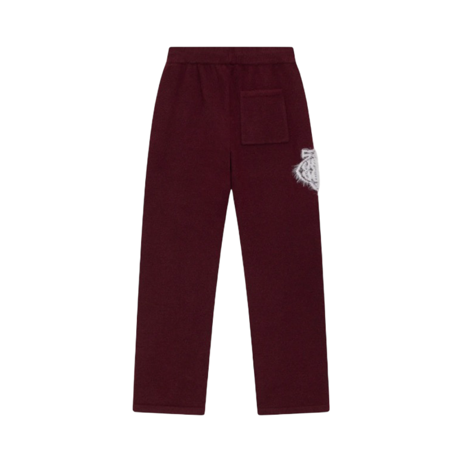 THE COUTURE CLUB MONOGRAM FLUFFY KNIT JOGGERS BURGANDY