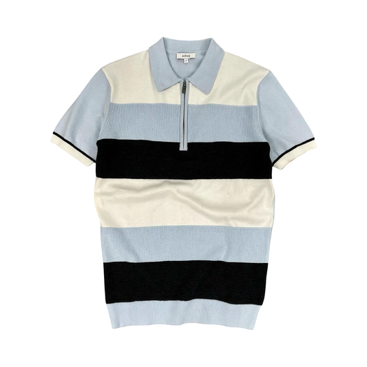ARNE STRIPED ZIP POLO SHIRT