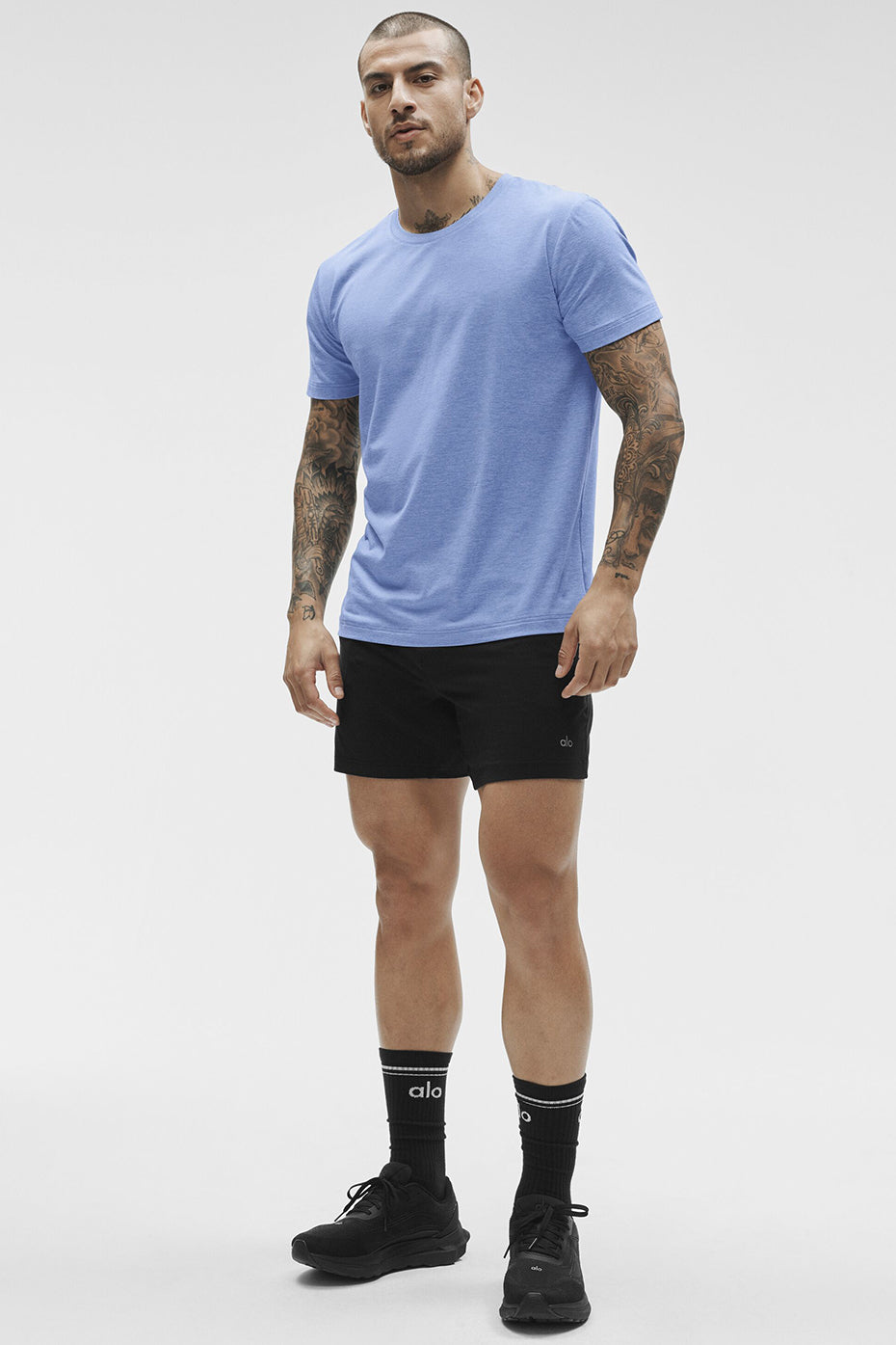Alo Conquer Reform Crewneck Short Sleeve - Provence Blue Heather