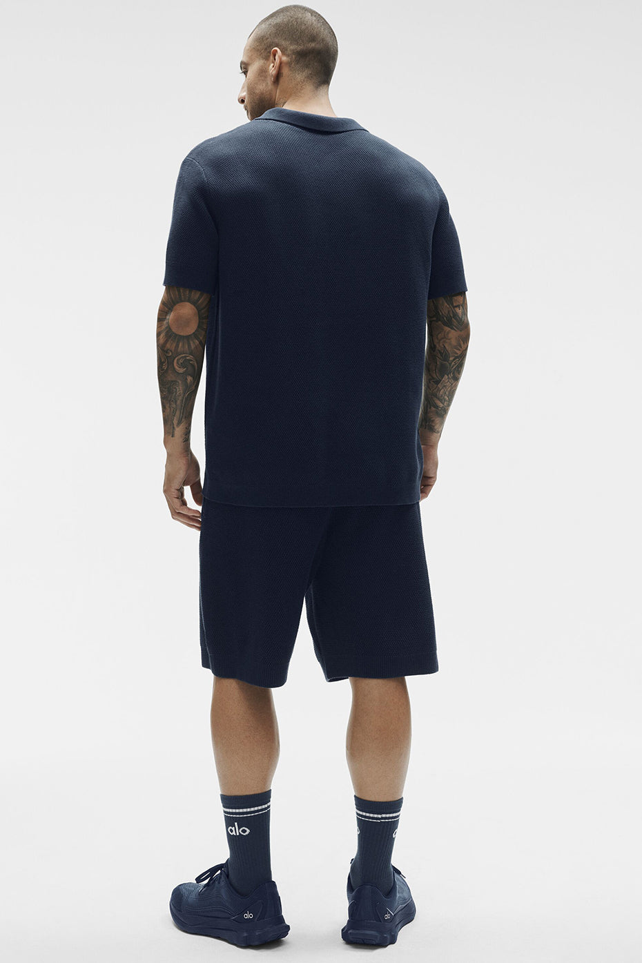 Alo Sports Club Sweater Knit Polo - Navy