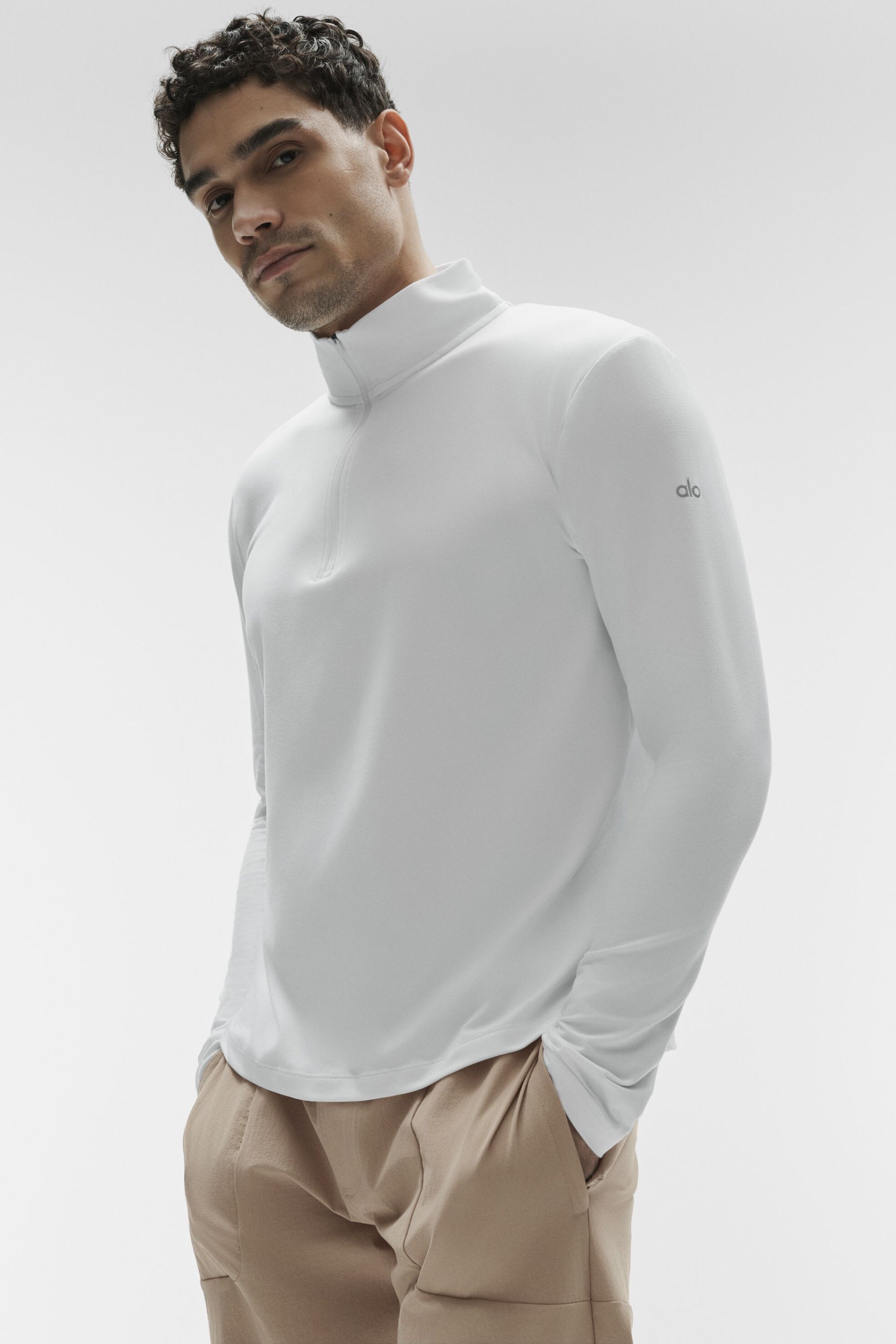 Alo Conquer 1/4 Zip Reform Long Sleeve - White