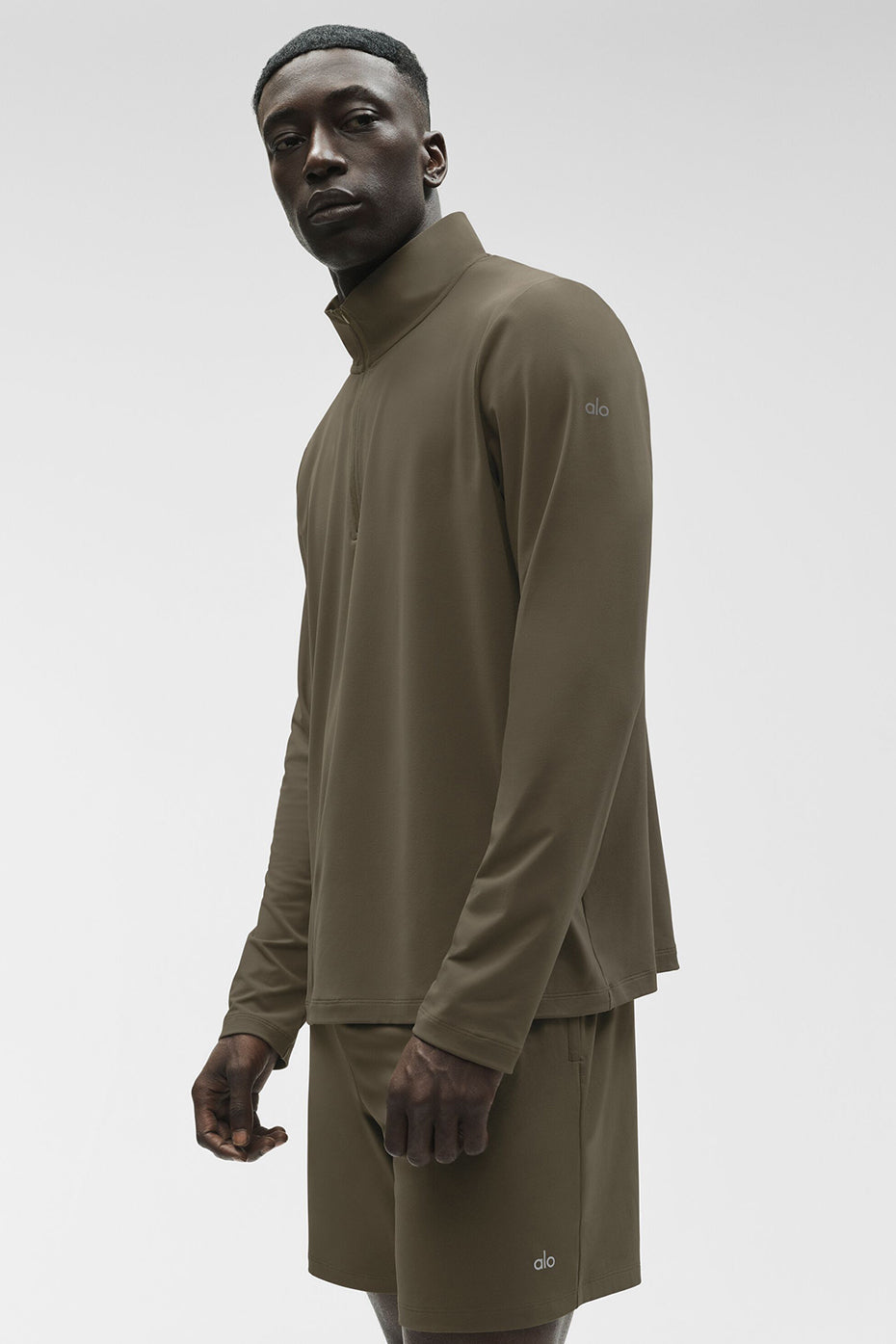 トップス Alo Yoga Conquer 1/4 Zip Reform S Conquer 1/4 Zip Reform Long Sleeve - Olive Tree