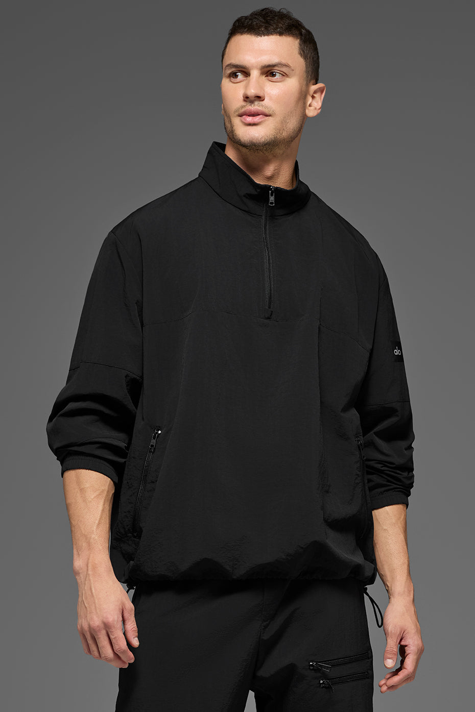 Alo Light Weight Takeaway Track Pullover - Black
