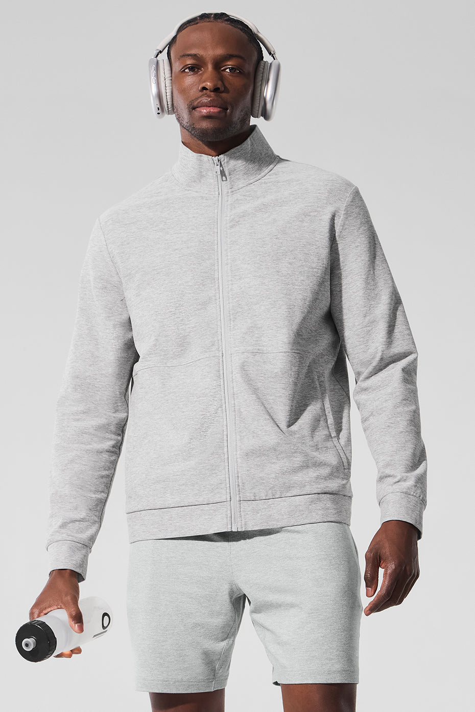 Alo Conquer Max Mock Nevk Full Zip - Athletic Heather Grey