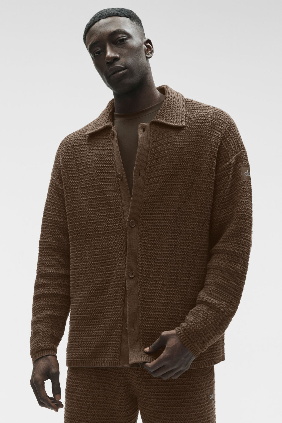 Alo Shift Knit Button Up Long Sleeve - Espresso