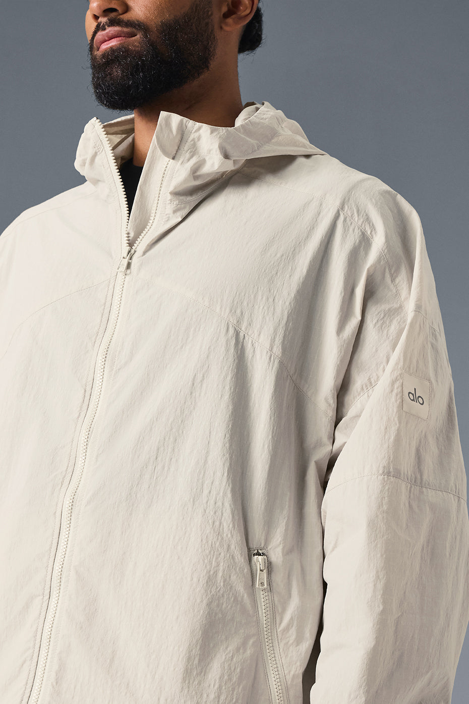 Alo Vantage Nylon Ripstop Track Jacket - Bone