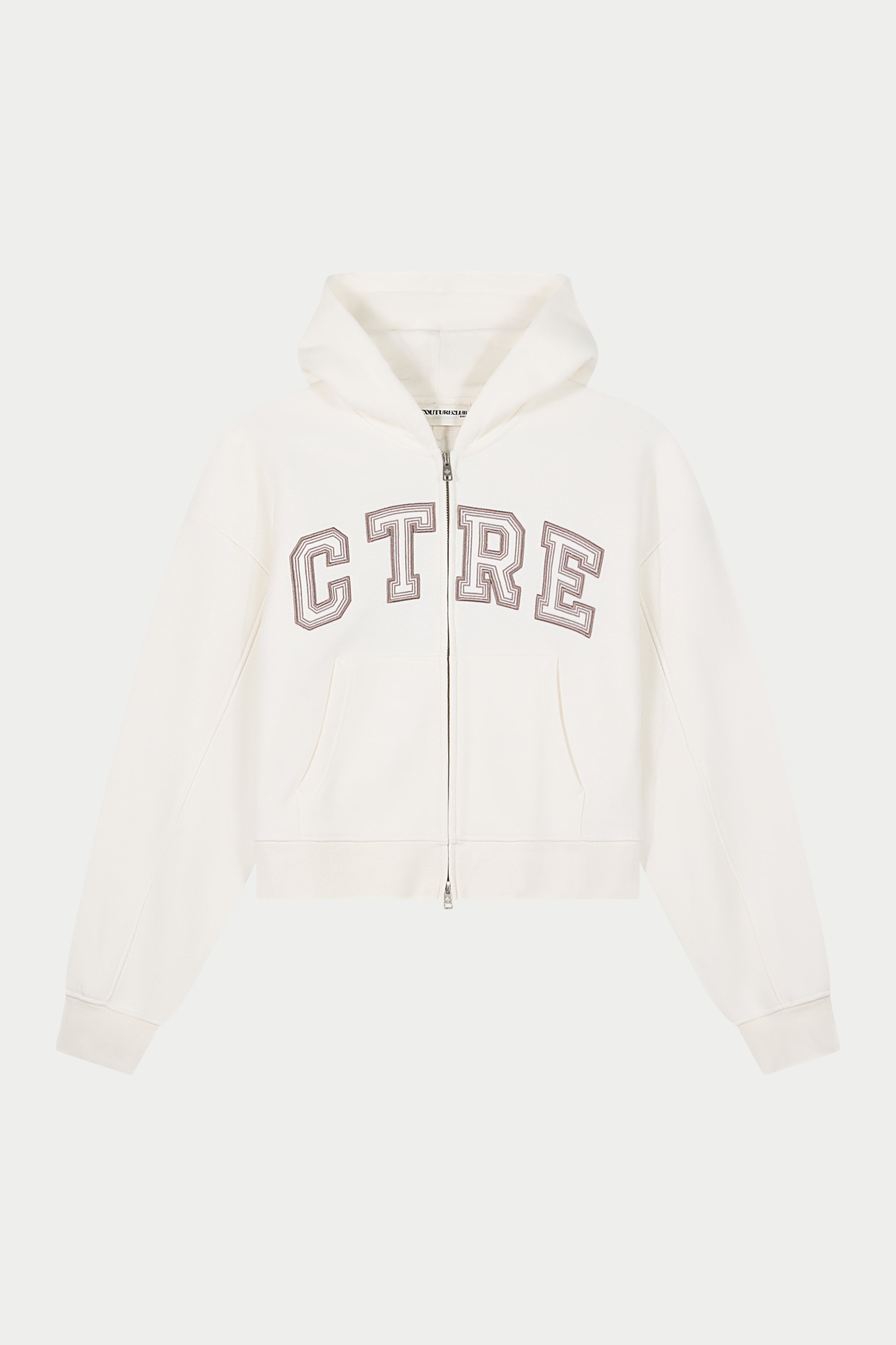 CTRE APPLIQUE ZIP THROUGH HOODIE - OFF WHITE