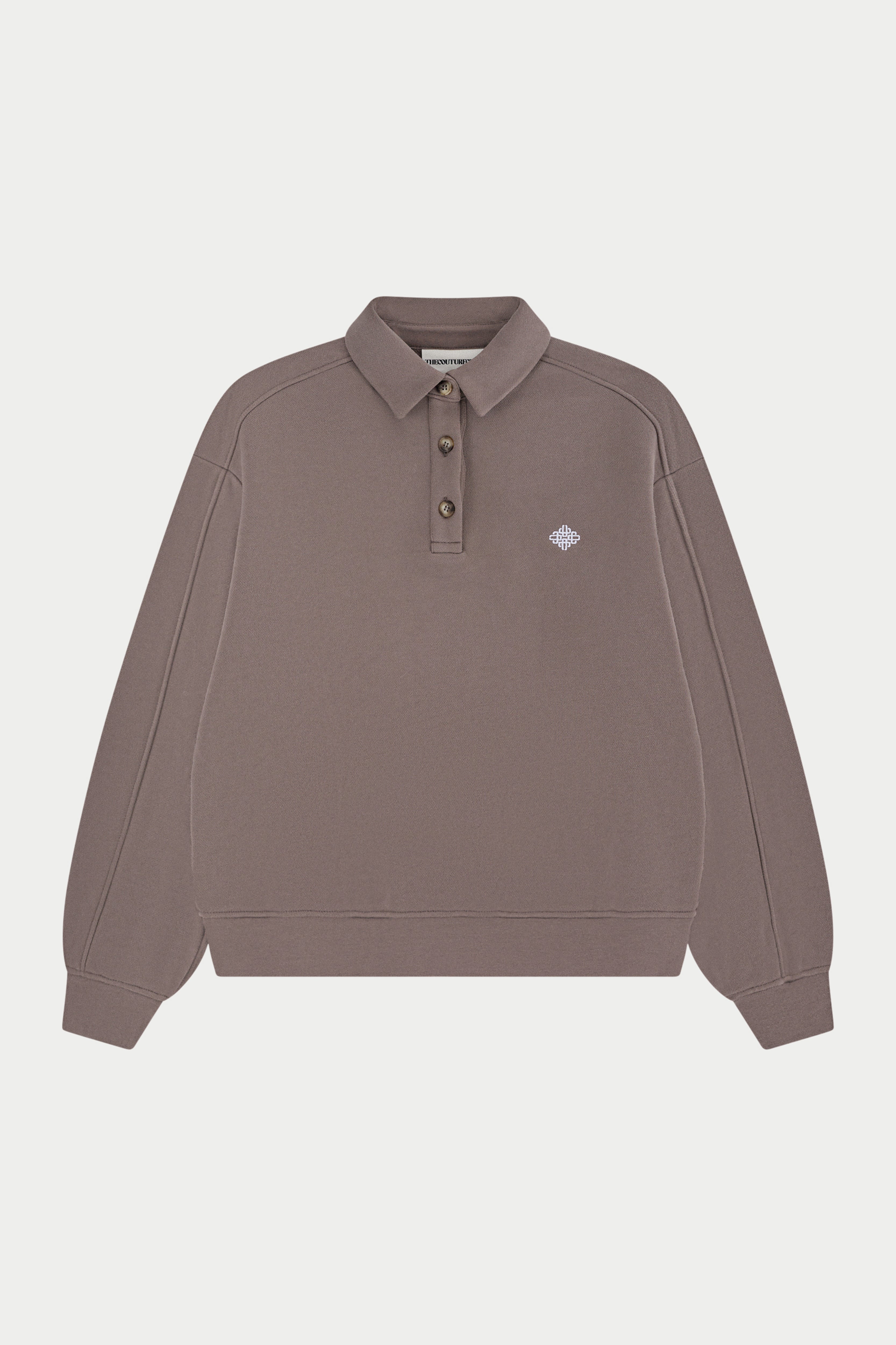 EMBLEM EMBROIDERED RUGBY POLO - COCOA