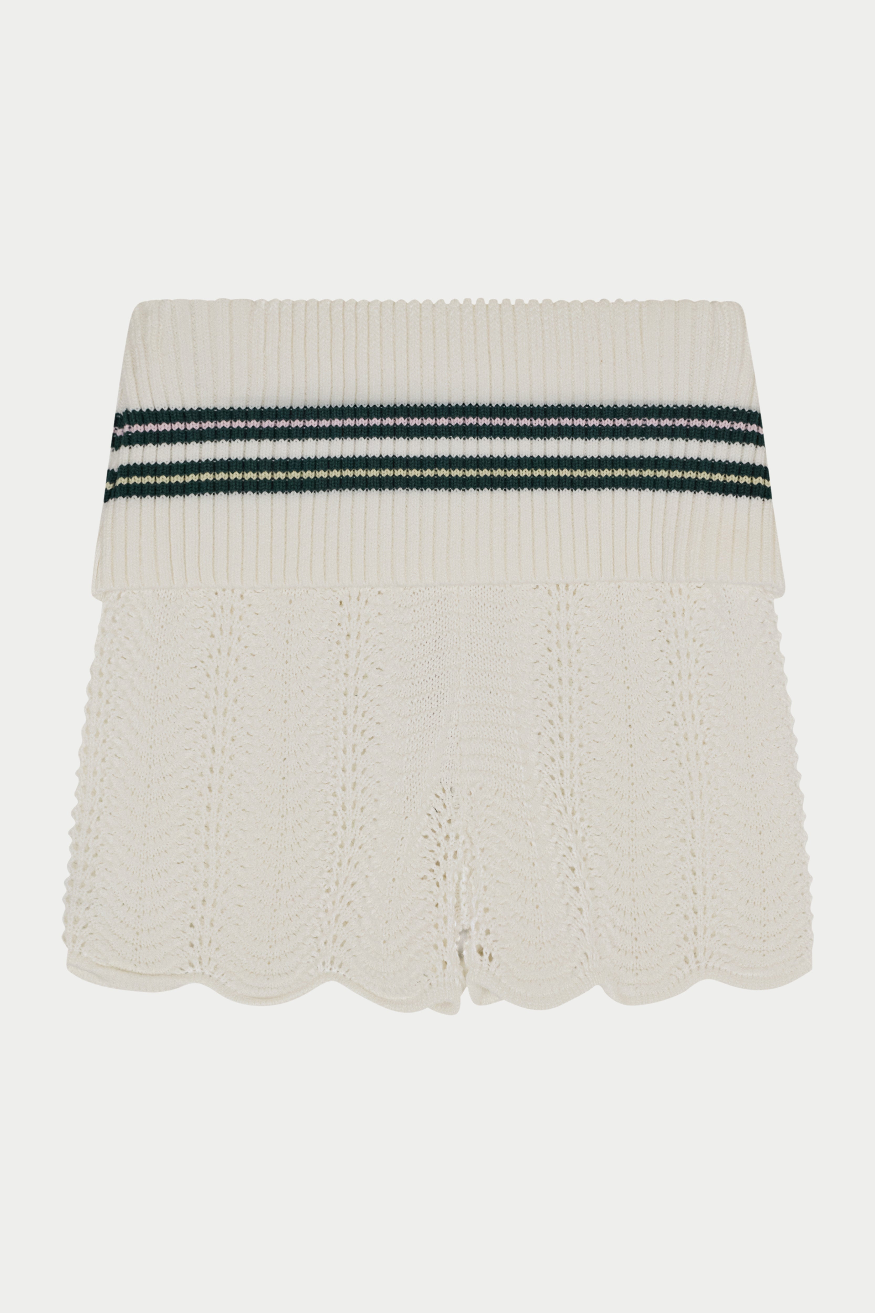 CROCHET KNITTED FOLDOVER SHORTS - FOREST GREEN