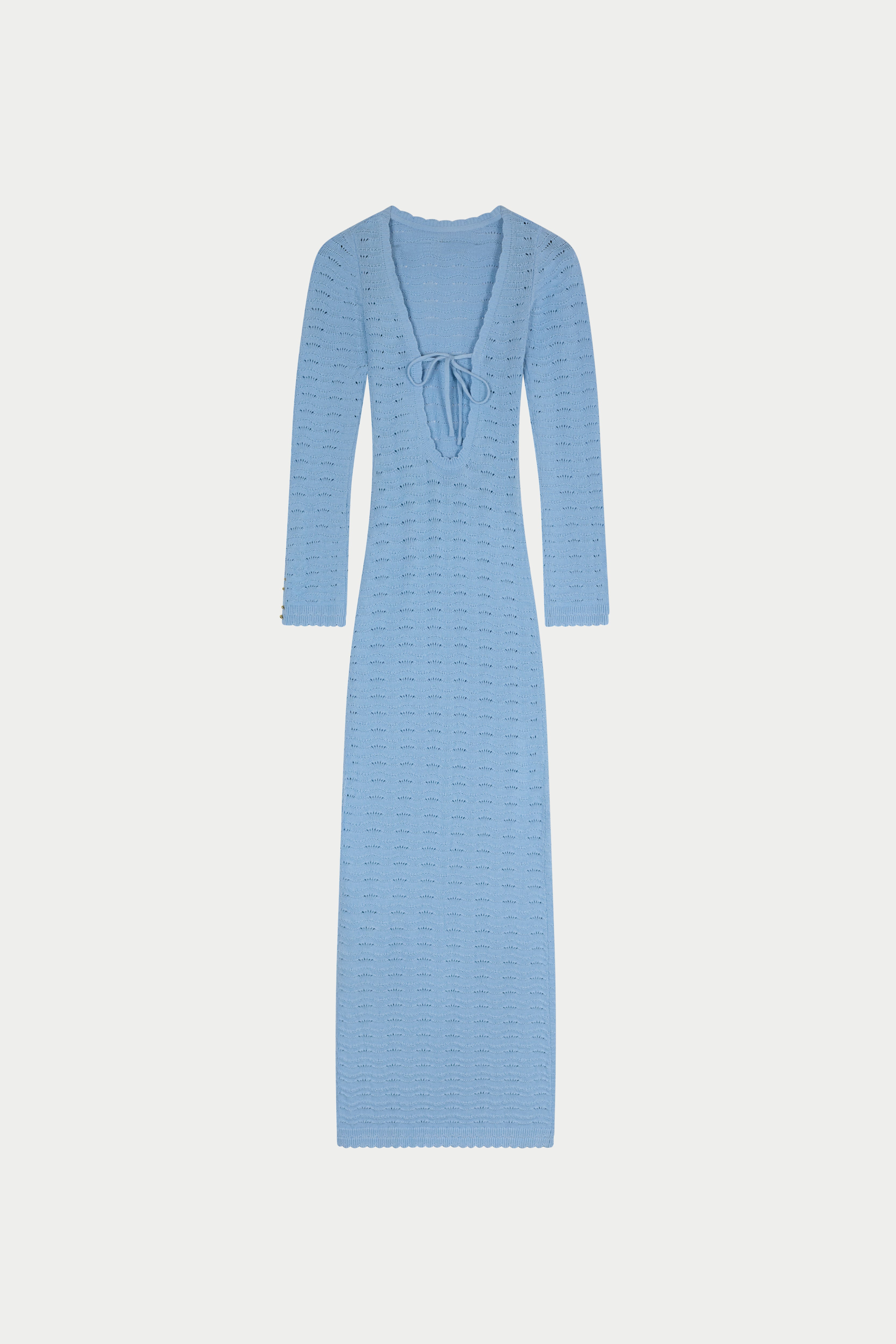 CROCHET KNIT TWO WAY MAXI DRESS - POWDER BLUE