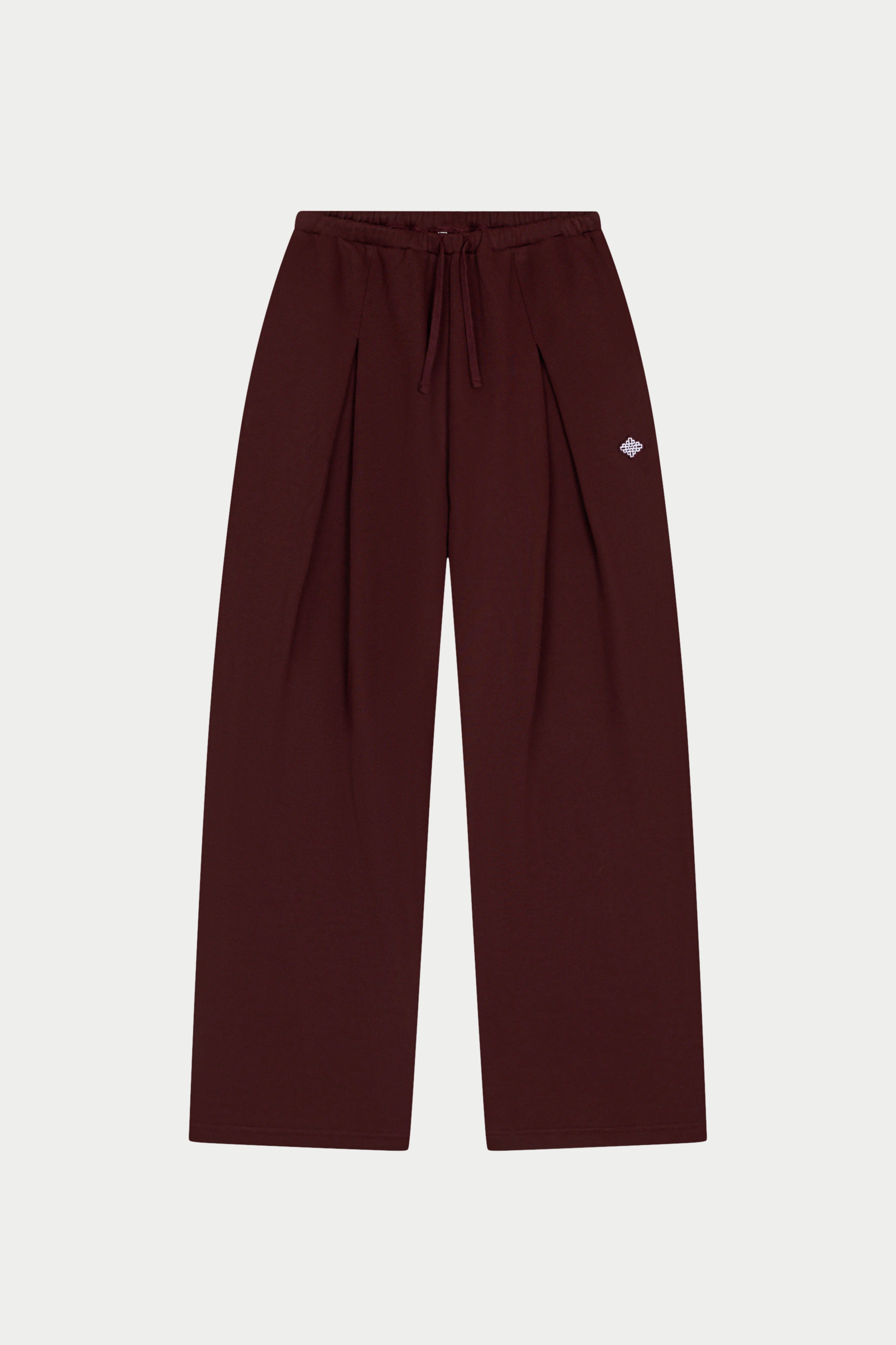 PLEAT DETAIL WIDE LEG JOGGERS - CHOCOLATE