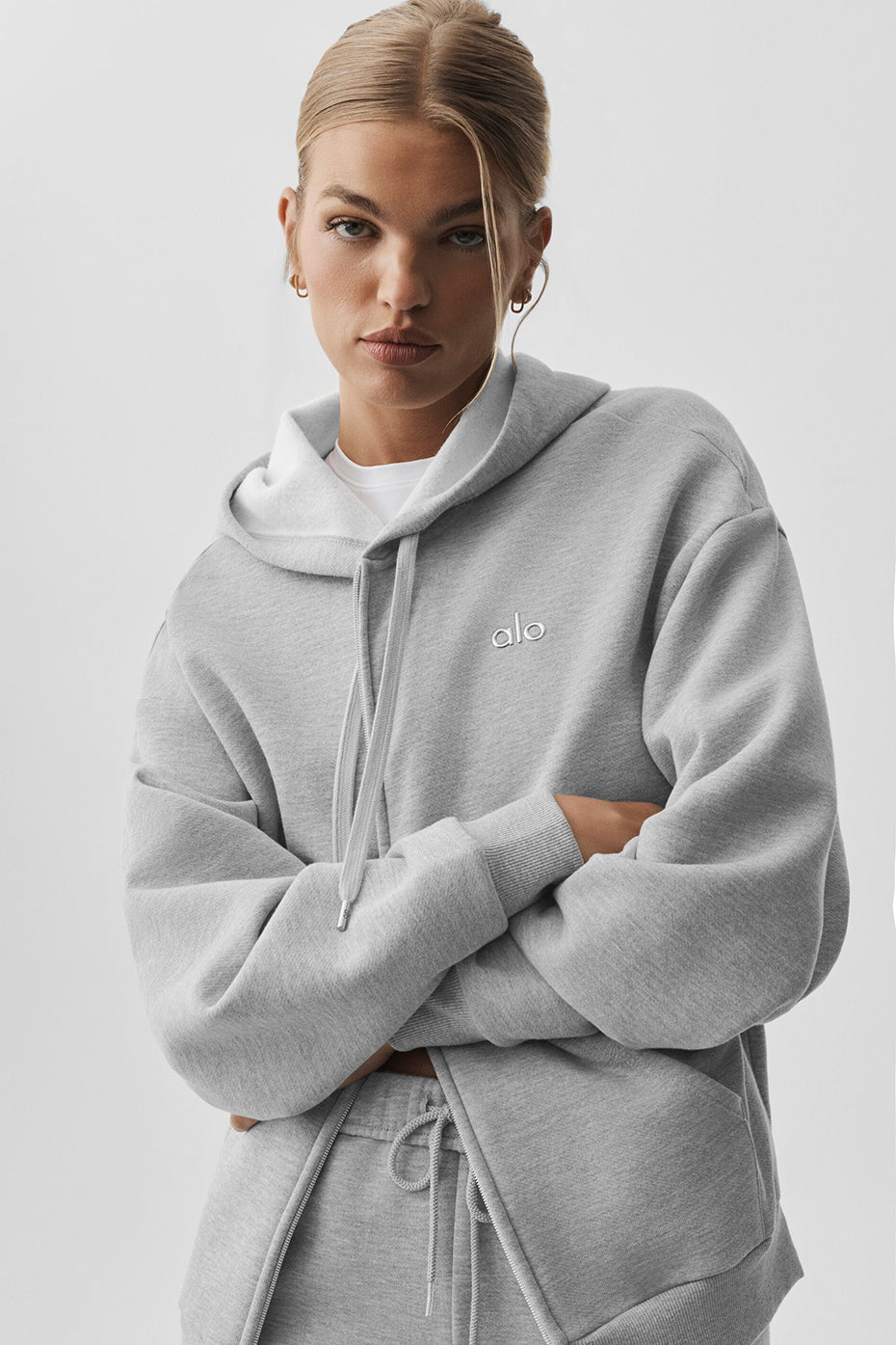Alo Accolade Full Zip Hoodie - Athletic Heather Grey