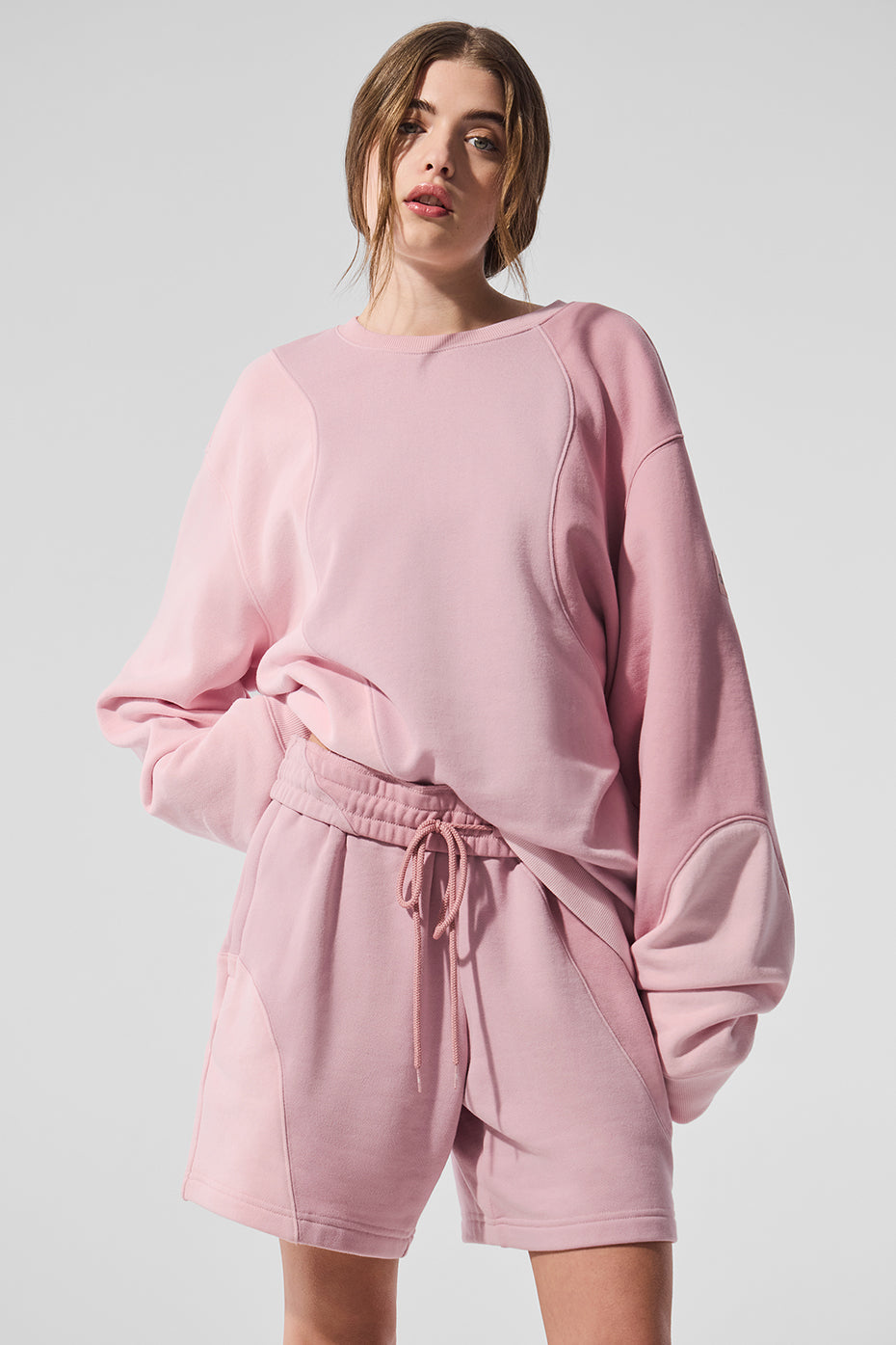 Alo Make Waves Crew Neck Pullover - Sunset Pink Tonal