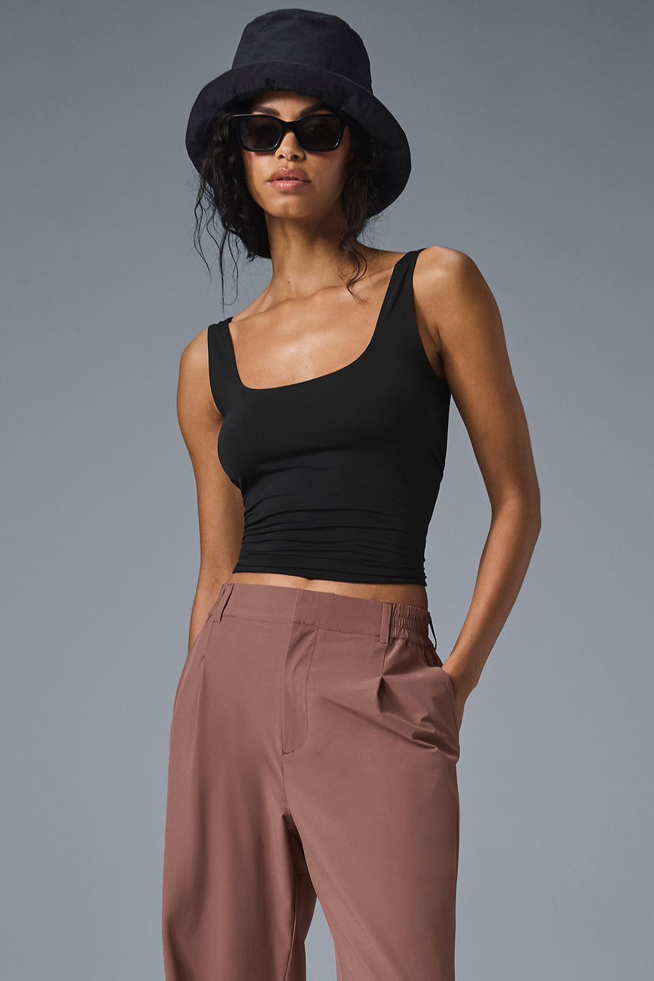 Alo Sheer Glow Tank - Black
