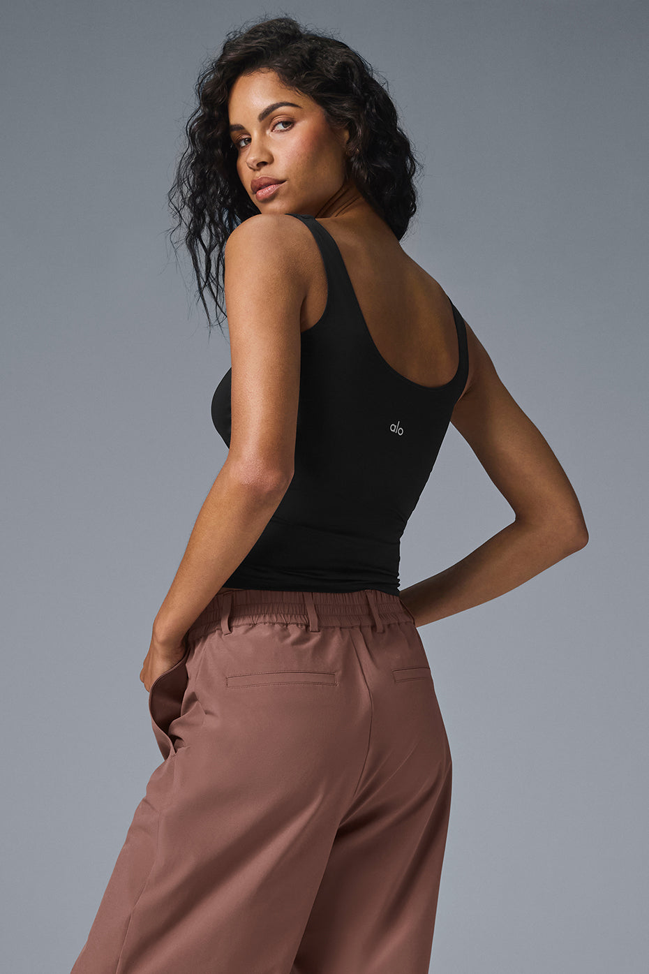 Alo Sheer Glow Tank - Black