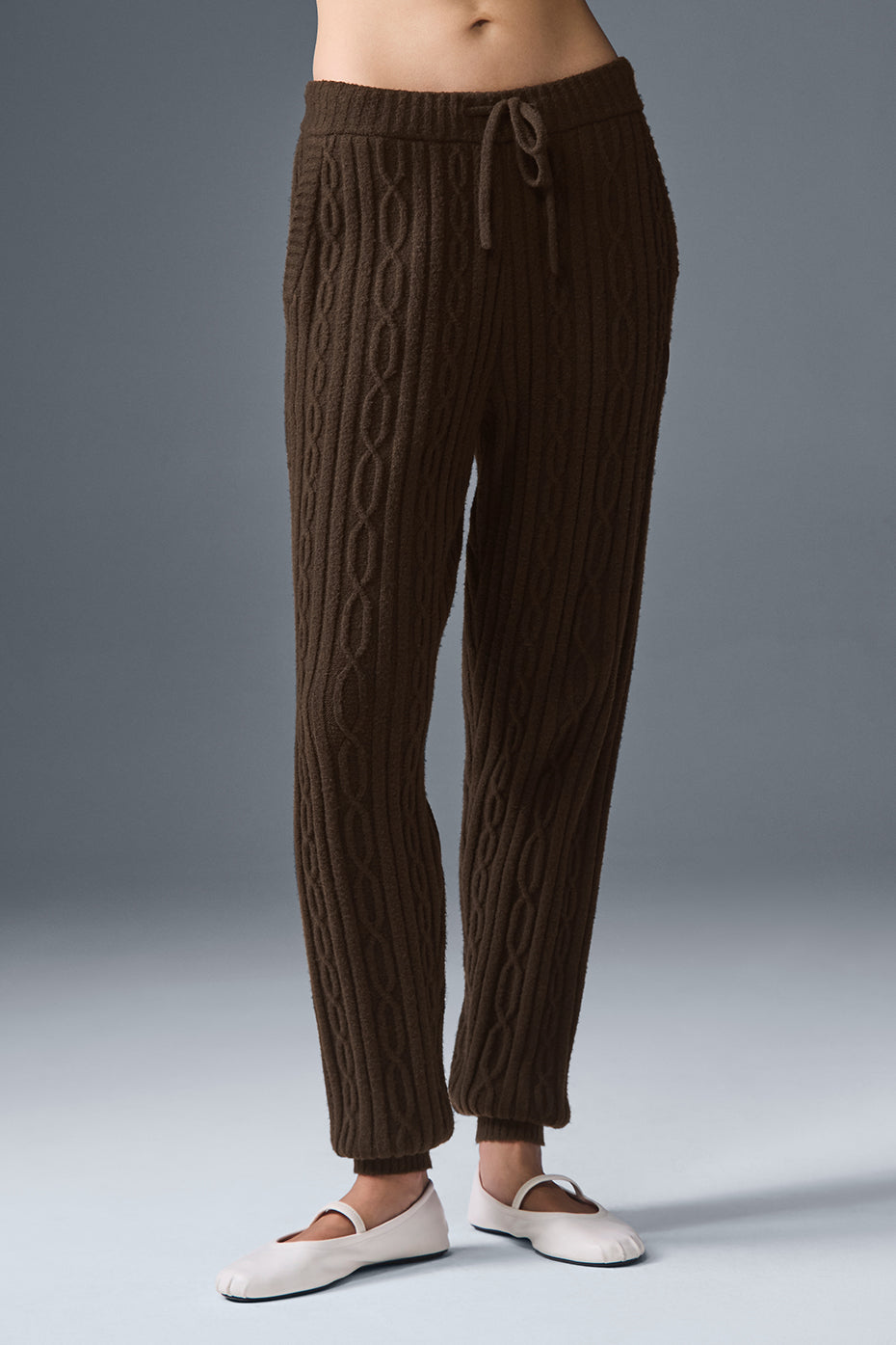 Alo Cable Knit Winter Bliss Pant - Espresso