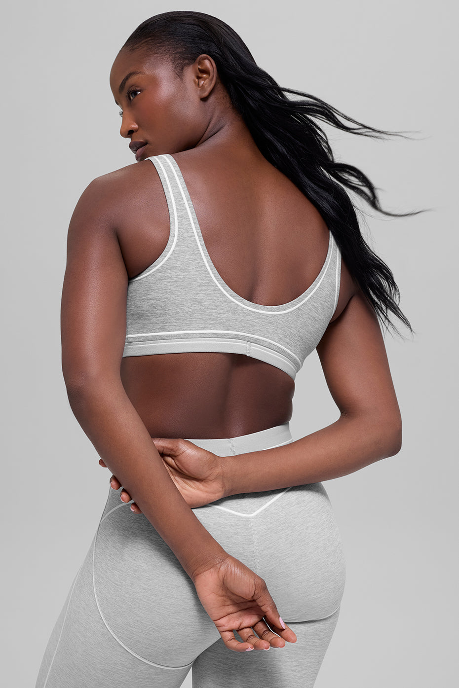 Alo Alosoft Heart Throb Bra - Athletic Heather Grey/White